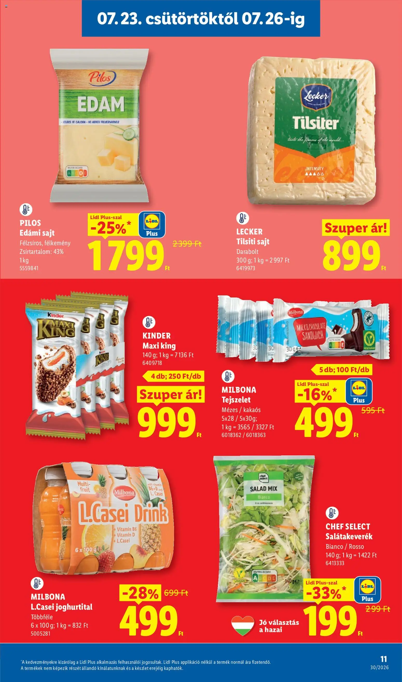 Lidl akciós ujság - amely érvényes a következő dátumtól: 2026.07.23. | Oldal: 11 | Termékek: Vitamin d, Edami sajt, Tejszelet, Sajt