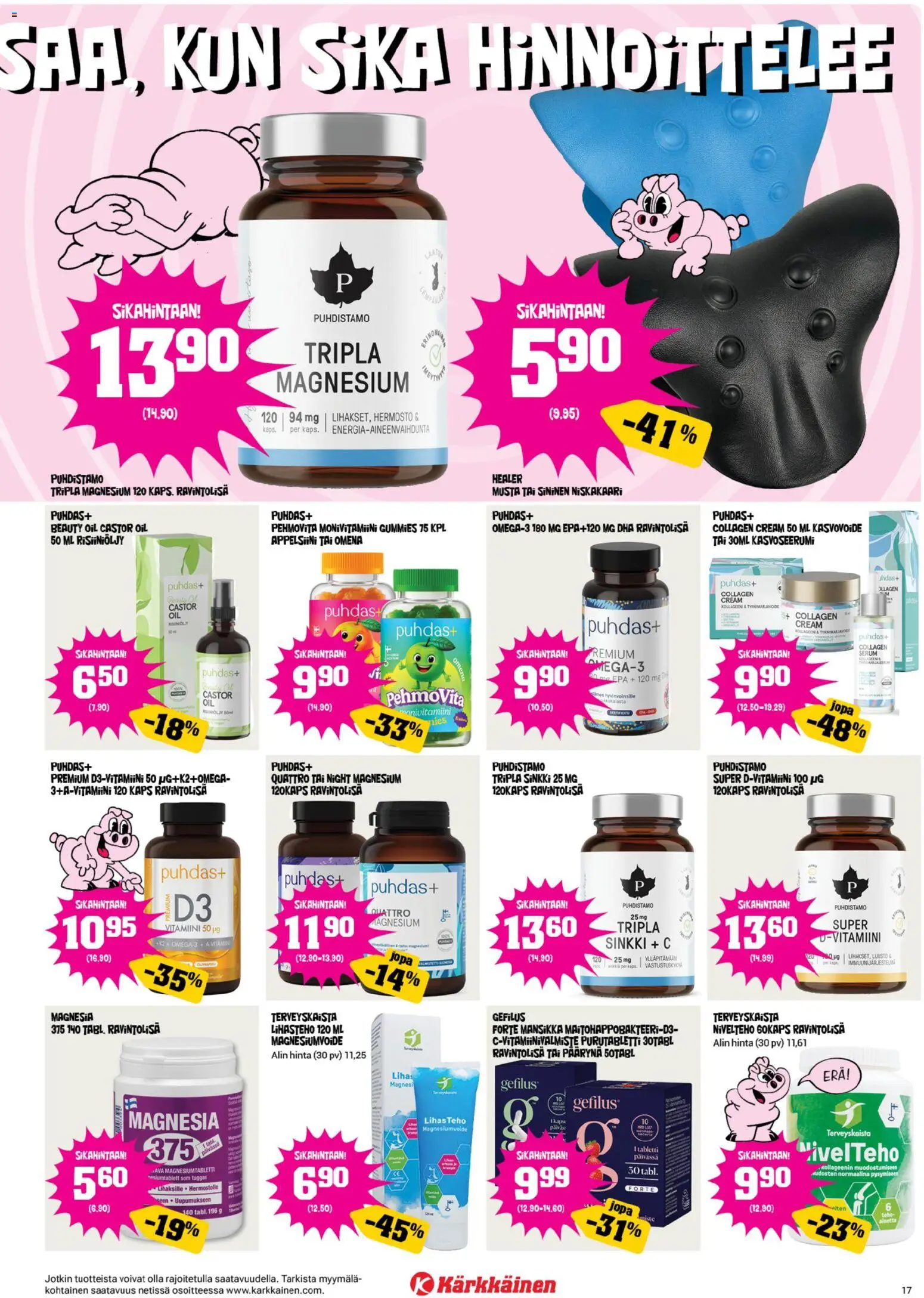 Kärkkäinen tarjoukset – voimassa 30/09/2026 alkaen | Sivu: 17 | Tuotteet: Kasvovoide, Monivitamiini, Tabletti