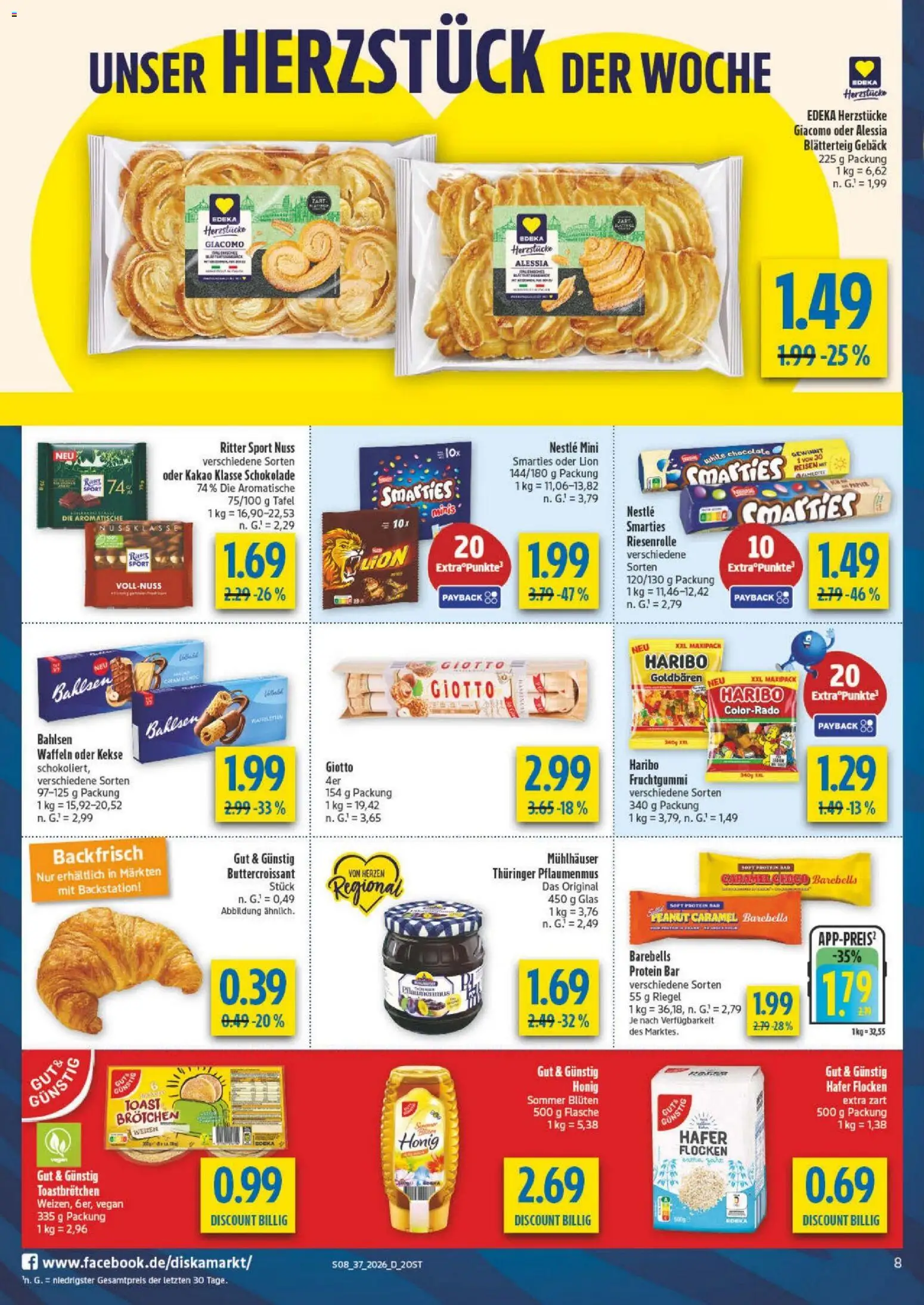 Diska - Diska Angebote Sachsen-Thüringen KW37 – gültig ab 02.09.2026 | Seite: 8 | Produkte: Haribo, Ritter sport, Waffeln, Flocken