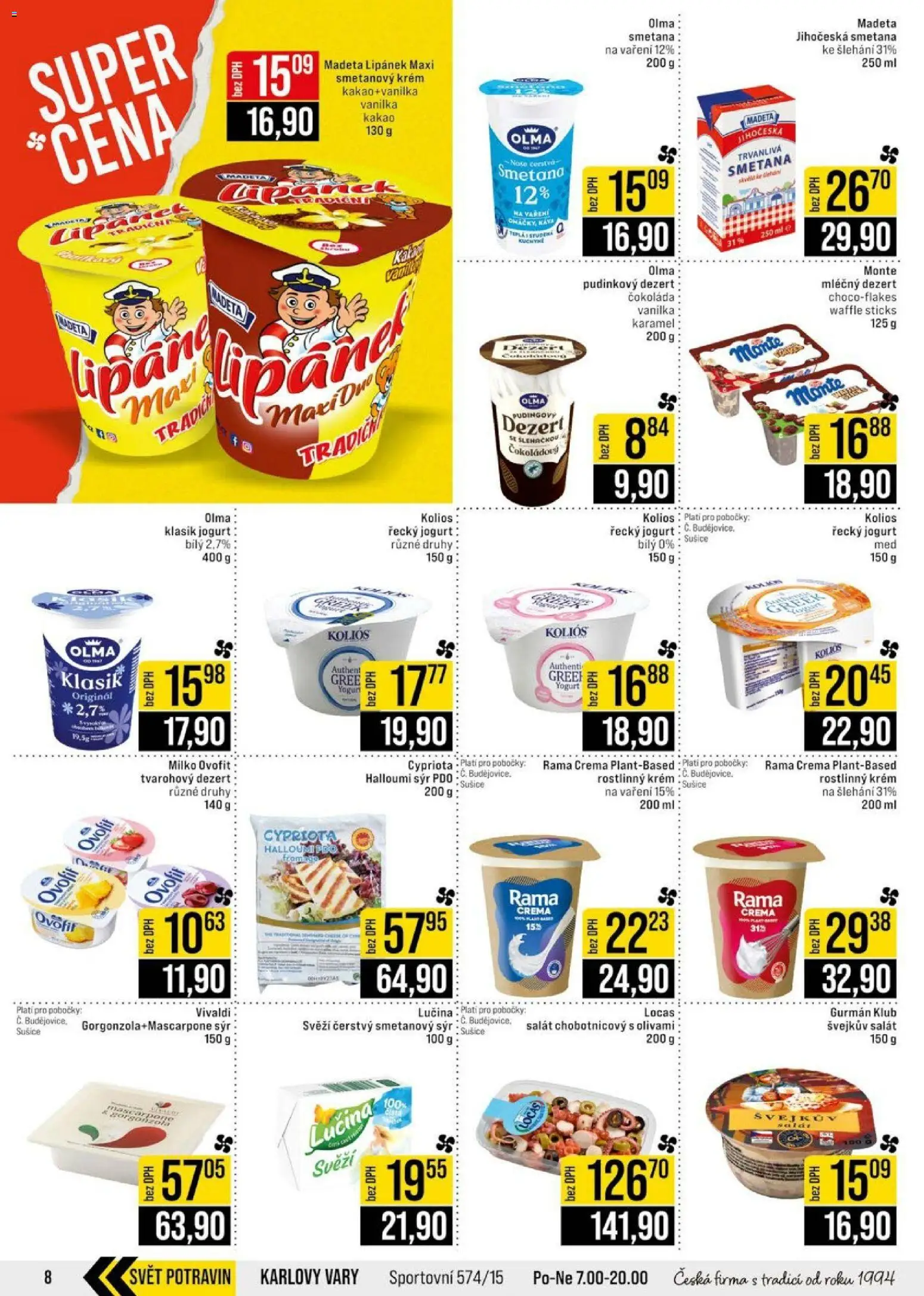 Jip leták - Cash & Carry od 08.07.2026 | Strana: 8 | Produkty: Řecký jogurt, Halloumi sýr, Smetanový sýr, Mascarpone