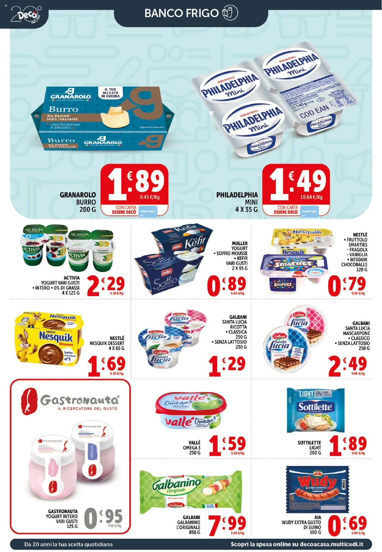Volantino Decò del 21/08/2026 | Pagina: 8 | Prodotti: Yogurt, Ricotta, Omega, Dessert