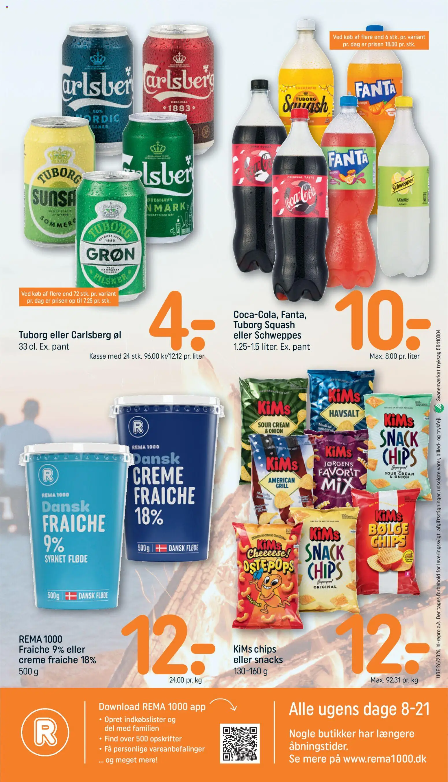 Rema 1000 tilbudsavis – gyldig fra 21.06.2026 | Side: 28 | Produkter: Øl, Creme fraiche, Grill, Tuborg Squash