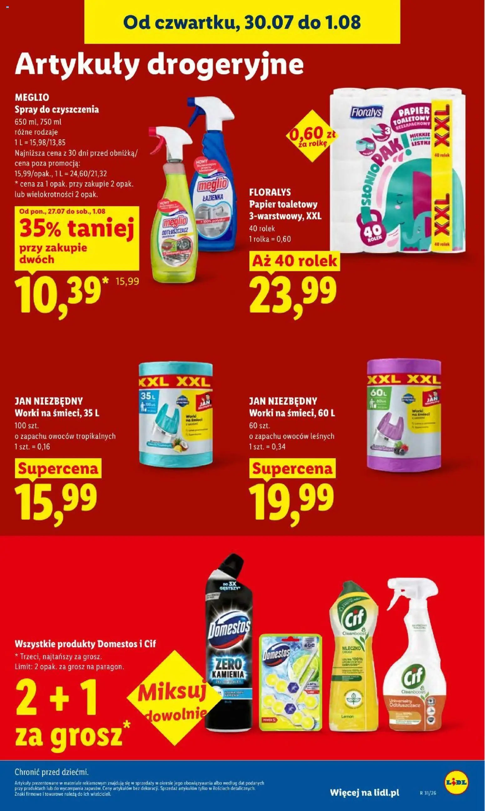 Lidl gazetka od 30.07.2026 | Strona: 93 | Produkty: Meglio, Papier toaletowy, Domestos