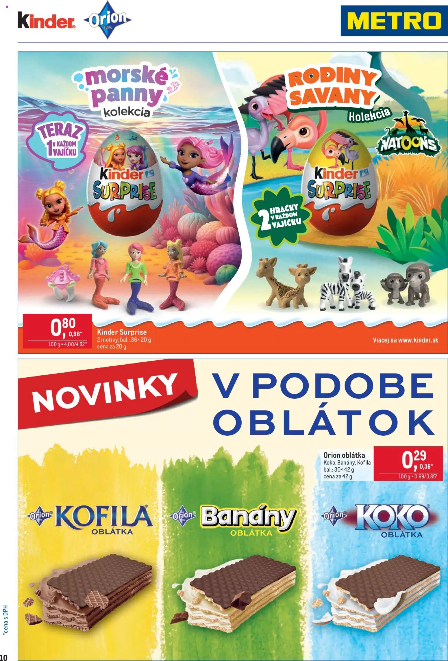 Nové Metro akcie – leták je platný od 26.08.2026 | Strana: 10 | Produkty: Banány, Kinder, Kinder Surprise, Hračky