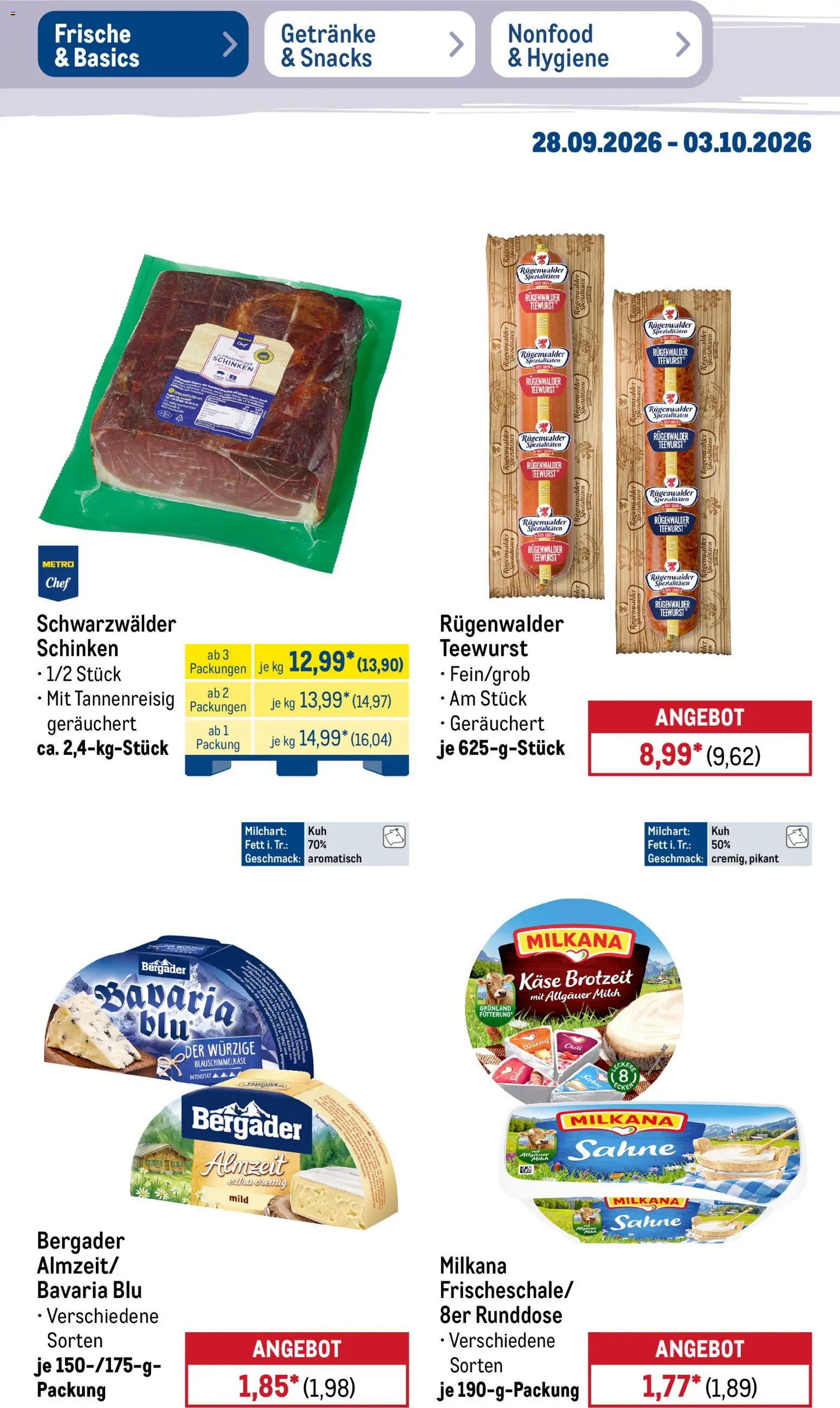 Metro NonFood-Angebote – gültig ab 28.09.2026 | Seite: 40 | Produkte: Käse, Spezialitäten, Salami, Schinken