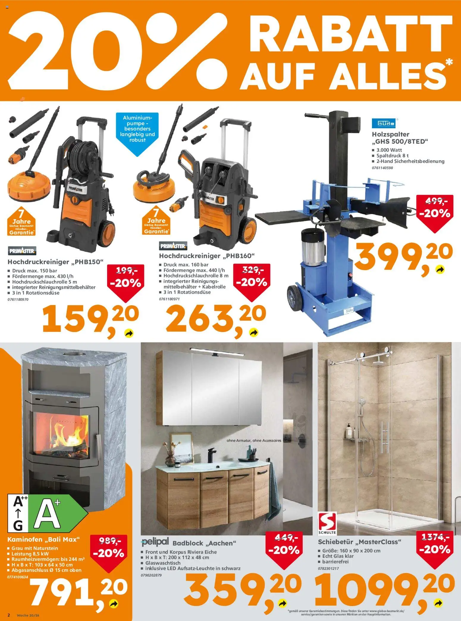 Globus Baumarkt Prospekt Berlin-Treptow – gültig ab 01.10.2026 | Seite: 2 | Produkte: Kaminofen, Hochdruckreiniger