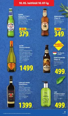 PERONI Világos sör / Capri / alkoholmentes, Világos sör / Capri / alkoholmentes - amely érvényes a következő dátumtól: 2026.10.01. | Oldal: 81