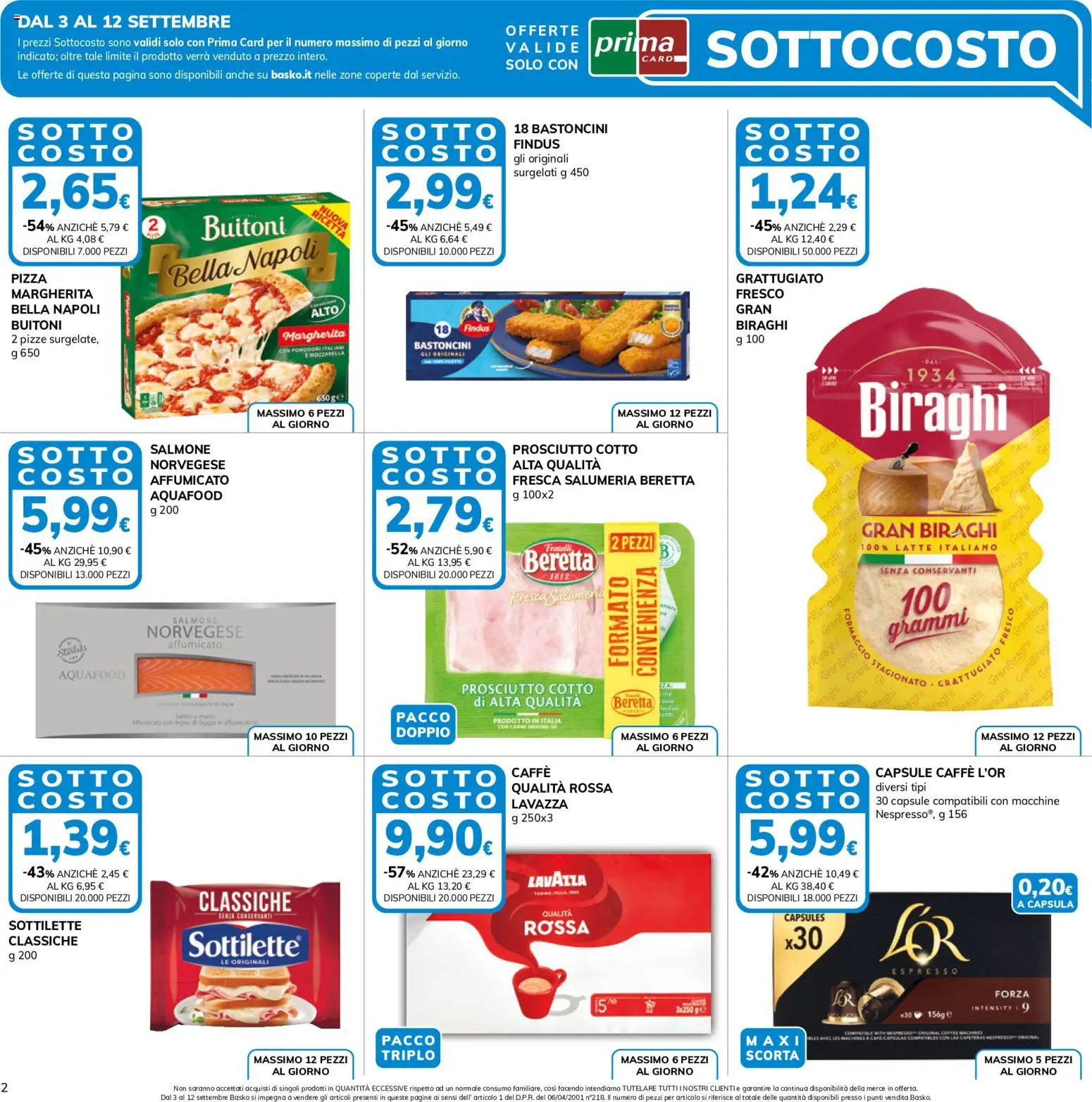 Volantino Basko del 03/09/2026 | Pagina: 2 | Prodotti: Pizza, Salmone, Latte, Prosciutto