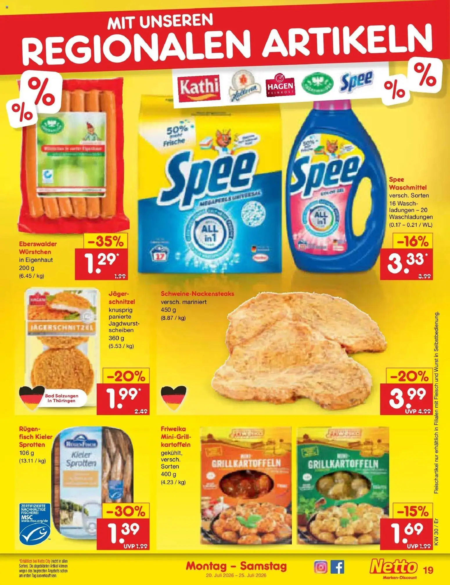 Netto Marken-Discount Prospekt Weimar – gültig ab 20.07.2026 | Seite: 31 | Produkte: Bad, Schnitzel, Kartoffeln, Fleisch