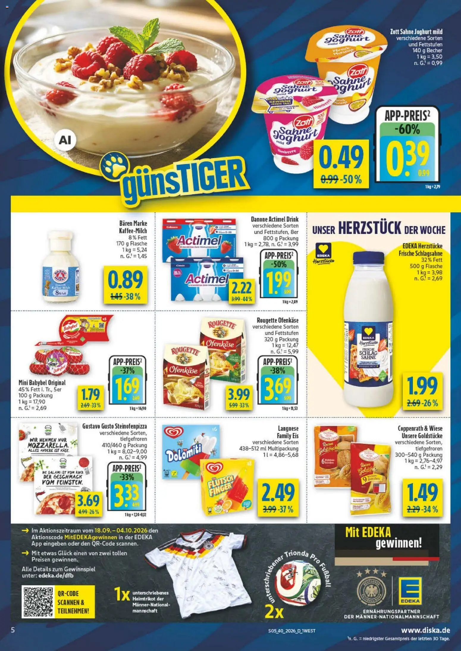 Diska Bayern – gültig ab 28.09.2026 | Seite: 5 | Produkte: Langnese, Milch, Fußball, Eis