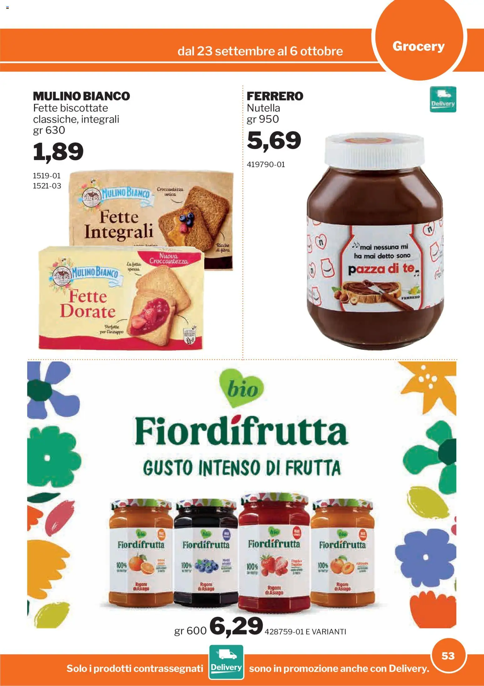Volantino Sogegross del 23/09/2026 | Pagina: 53 | Prodotti: Frutta, Nutella, Fette biscottate