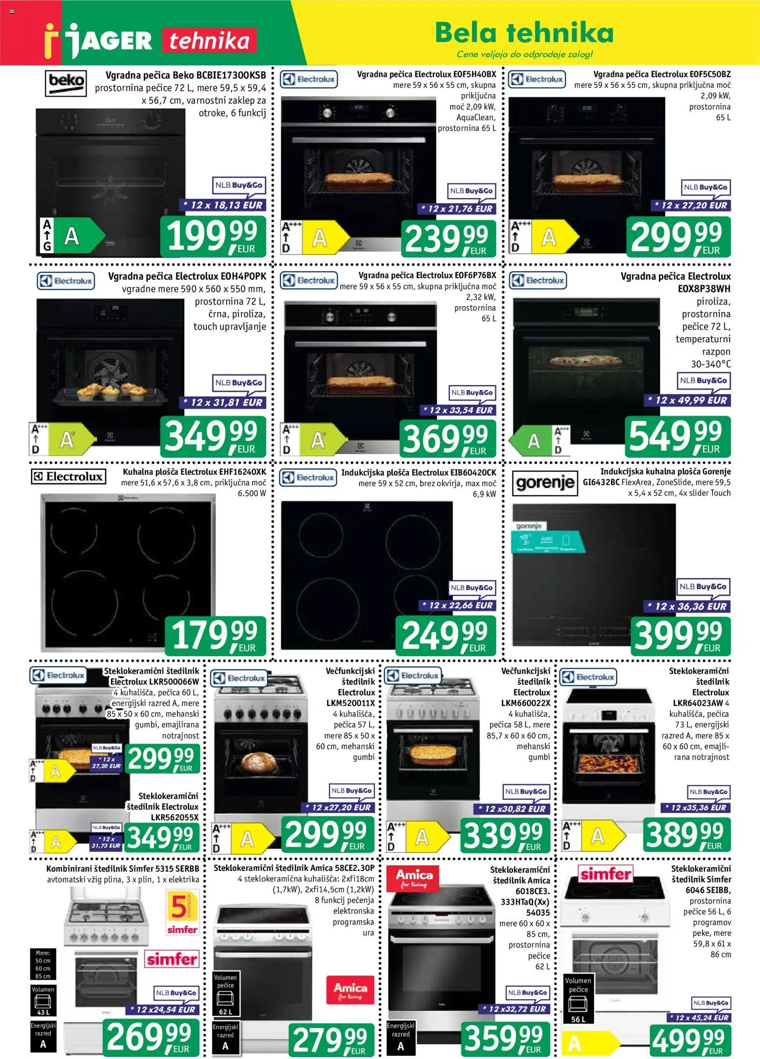 Novi Jager katalog ponudbe – veljaven od 30.09.2026 | Stran: 12 | Izdelki: Kuhalna plosca, Vgradna pečica, Indukcijska plošča, Štedilnik