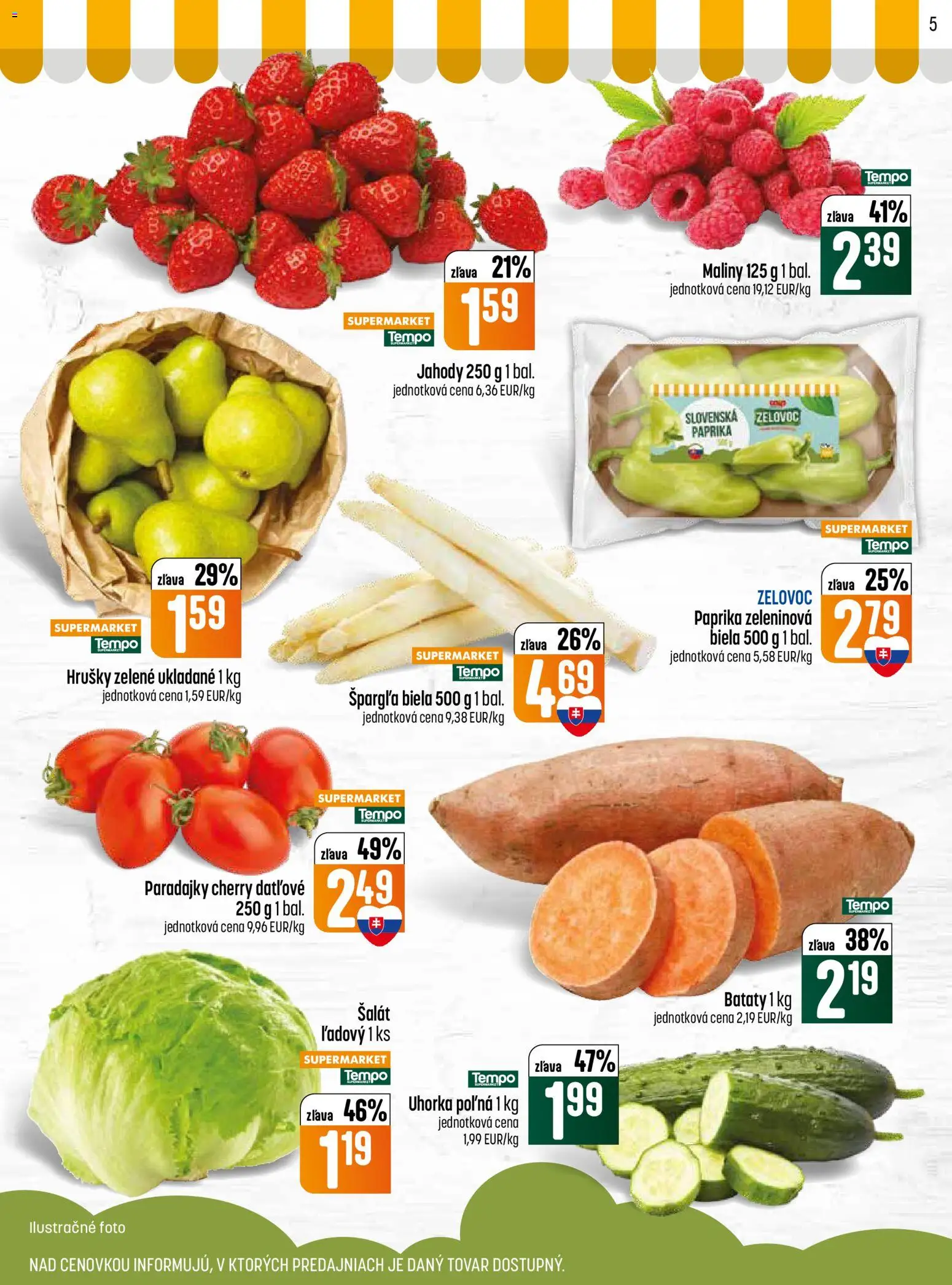Nové COOP Jednota akcie – leták je platný od 30.04.2026 | Strana: 5 | Produkty: Šalát, Špargľa, Hrušky, Maliny
