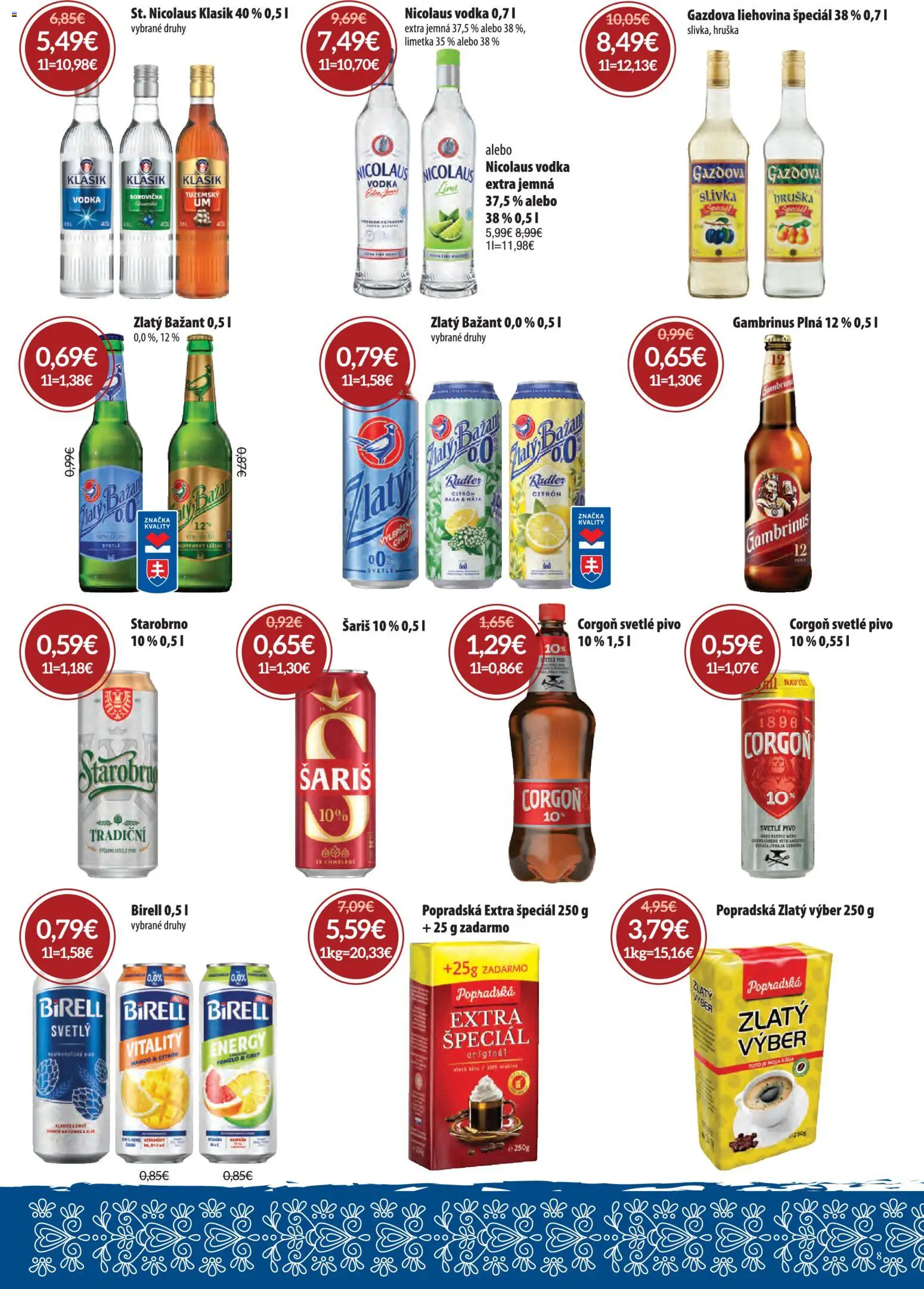 Nové Nitrazdroj akcie – leták je platný od 07.05.2026 | Strana: 8 | Produkty: Limetka, Káva, Zlatý Bažant, Pomelo