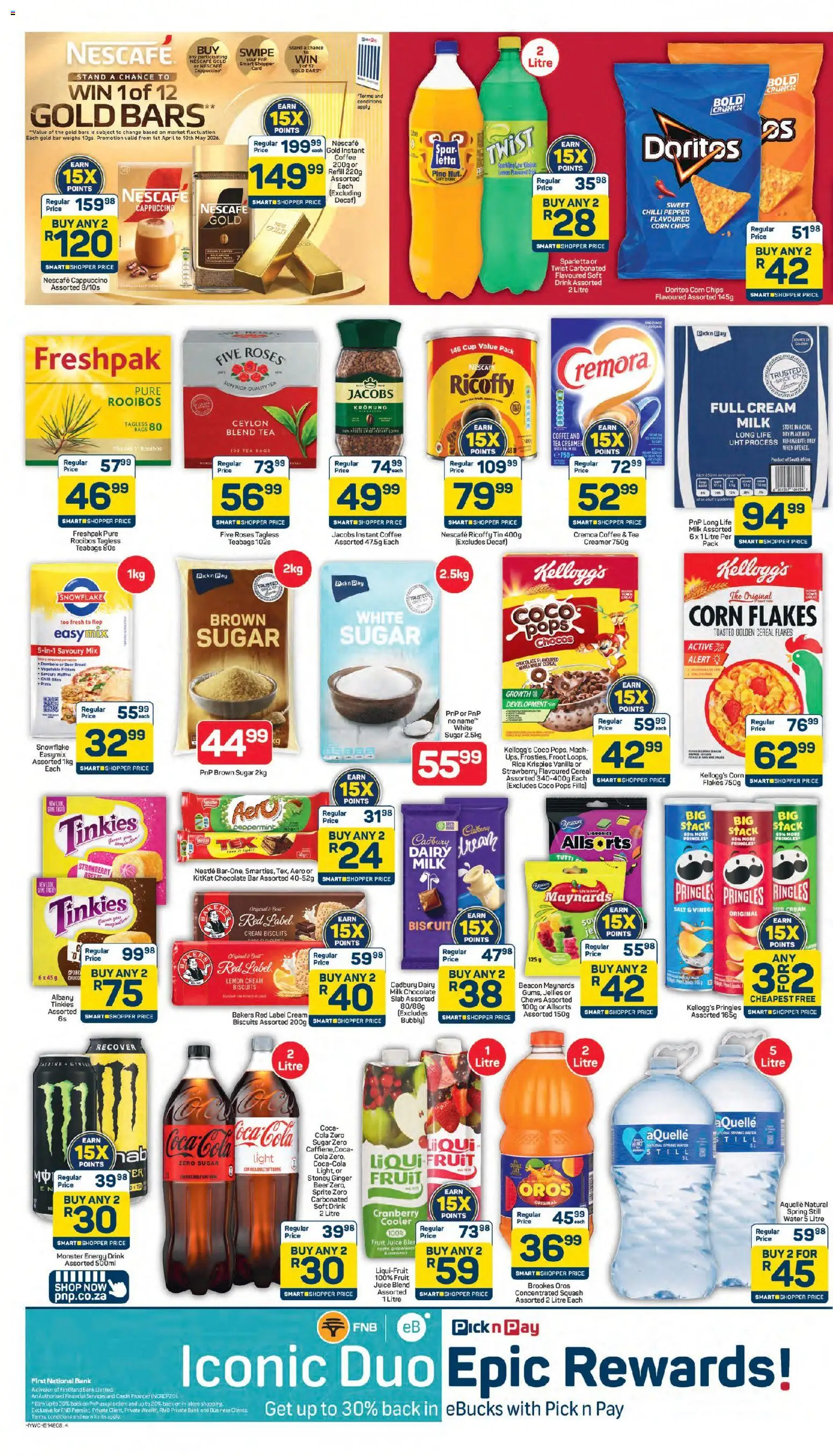 New Pick n Pay catalogue – valid from 24.04.2026 | Page: 4 | Products: Squash, Cooler, Chips, Flakes