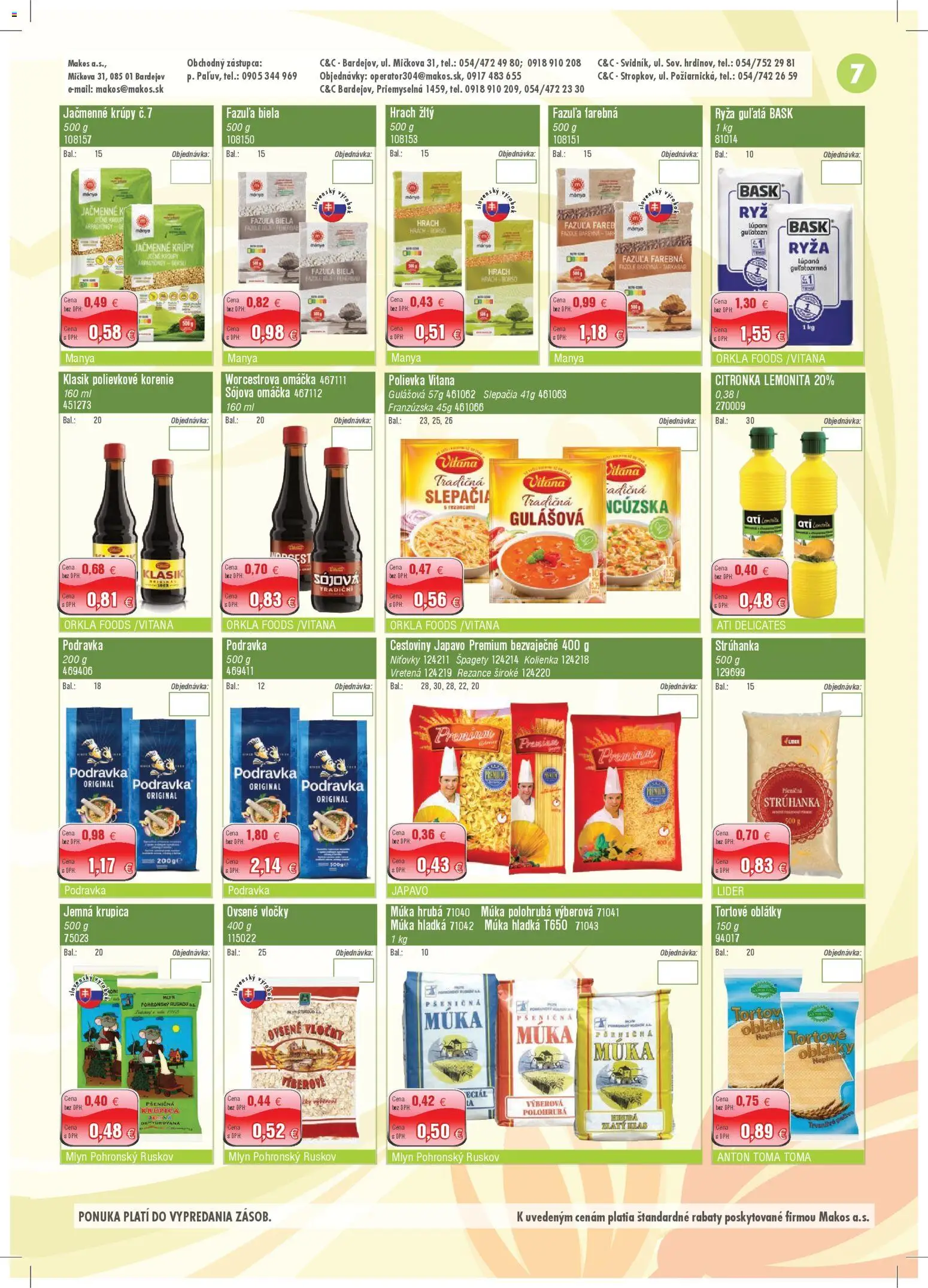Nové Makos akcie – leták je platný od 02.03.2026 | Strana: 7 | Produkty: Ryža, Cestoviny, Fazuľa, Vločky