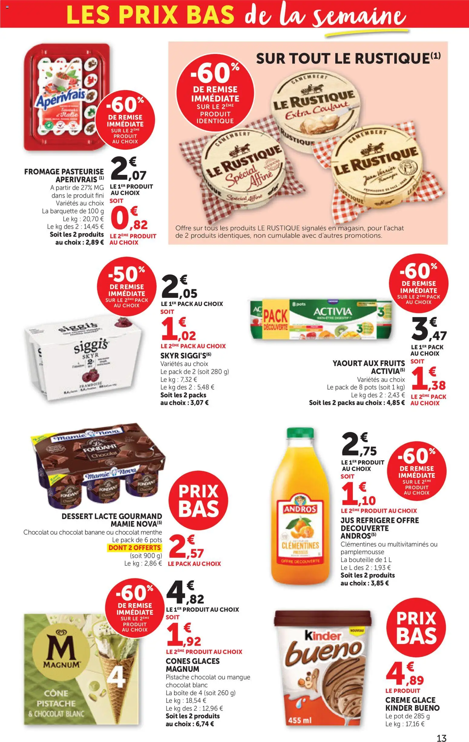 {H1} | Page: 13 | Produits: Kinder Bueno, Fromage, Yaourt, Camembert