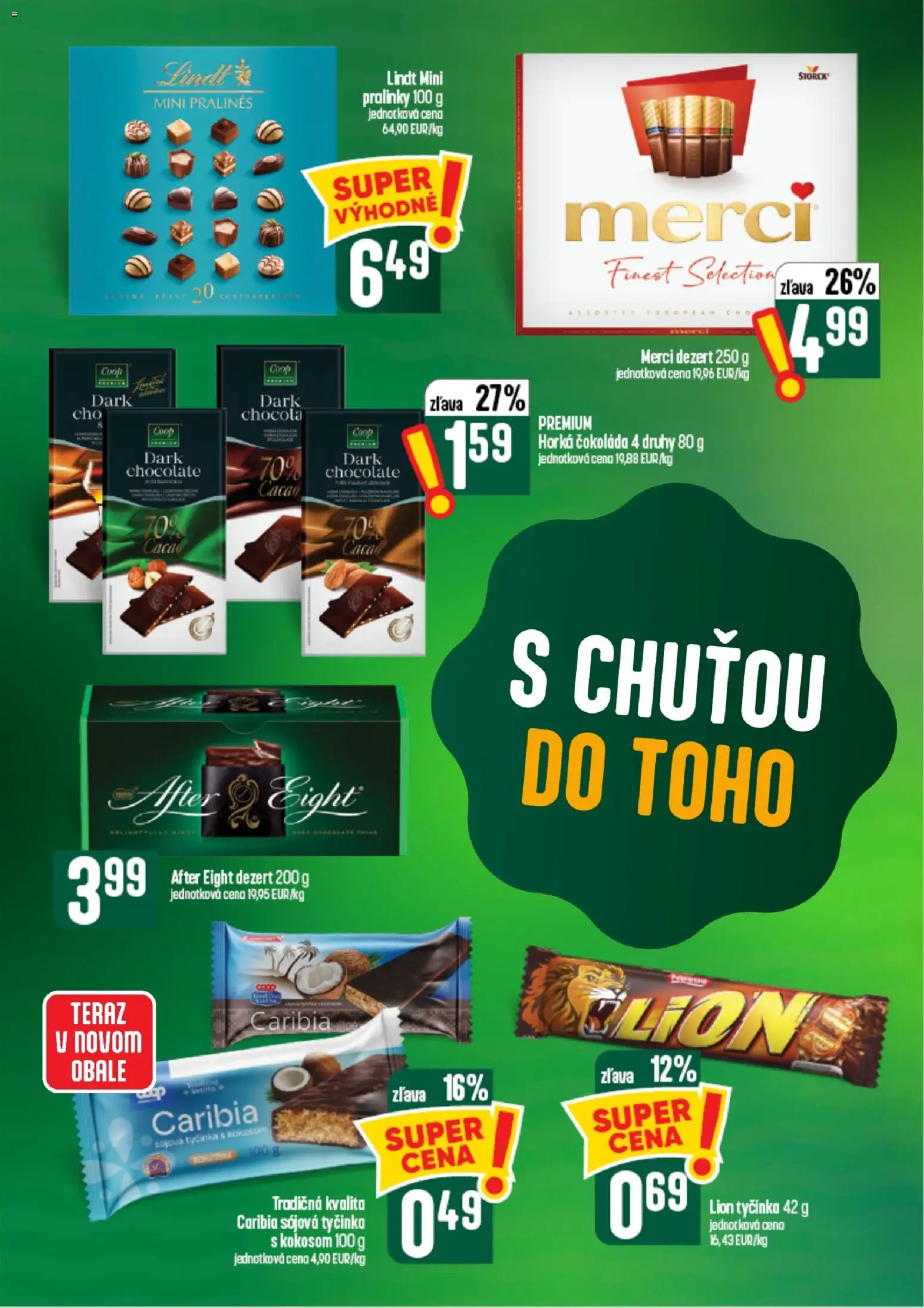Nové COOP Jednota akcie – leták je platný od 26.08.2026 | Strana: 42 | Produkty: Lindt, Merci, Čokoláda, Dezert