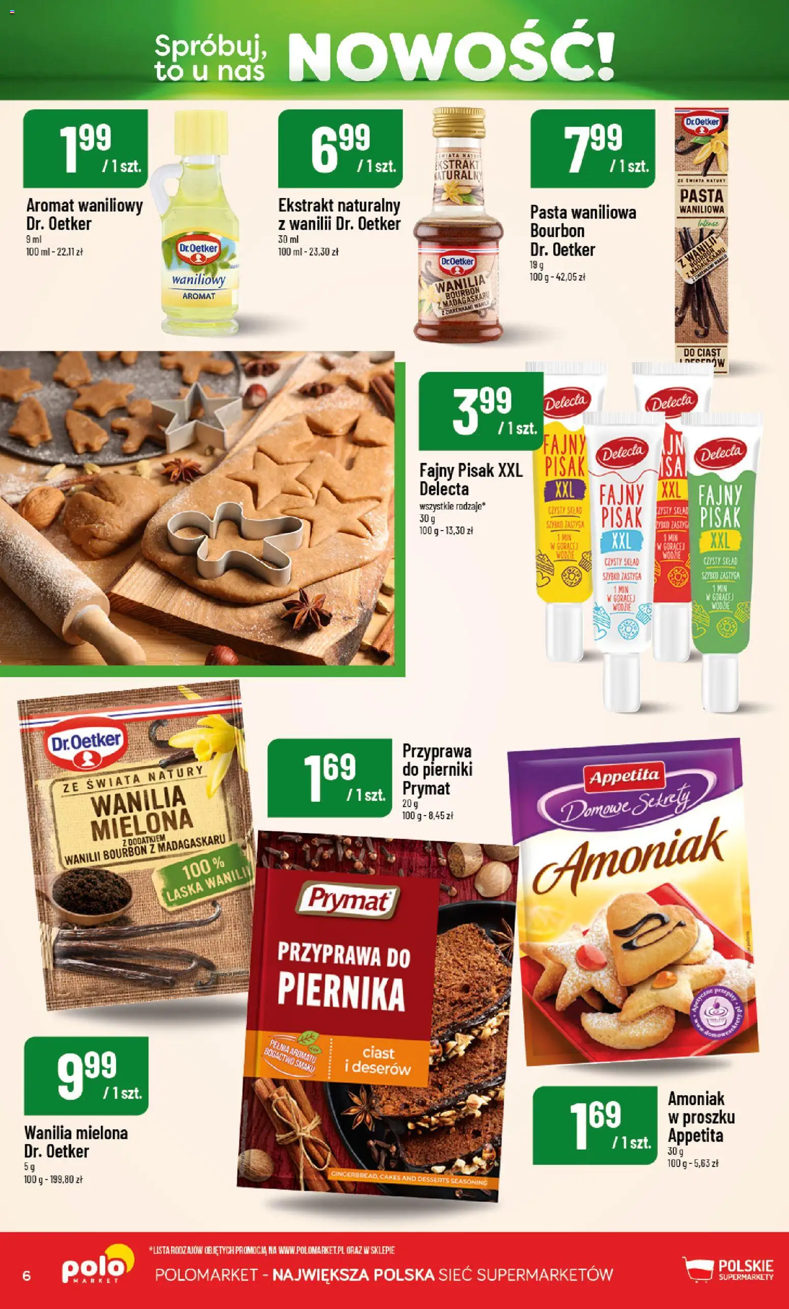 Nowa POLOmarket gazetka od jutra 08.10.2026 | Strona: 6 | Produkty: Pierniki, Przyprawa do piernika, Ekstrakt naturalny, Wanilia