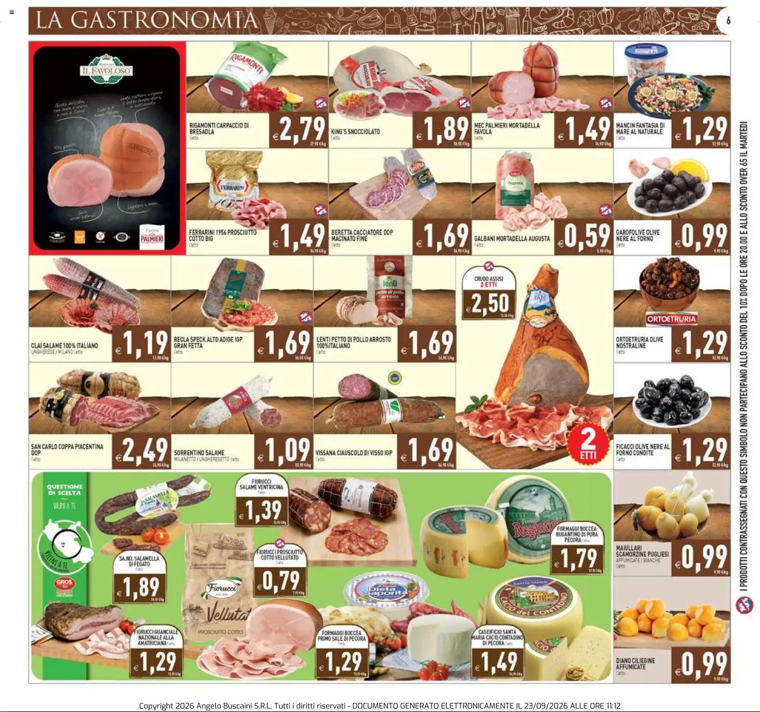 Volantino PIM Supermercati del 23/09/2026 | Pagina: 6 | Prodotti: Carpaccio, Tè, Prosciutto, Pollo arrosto