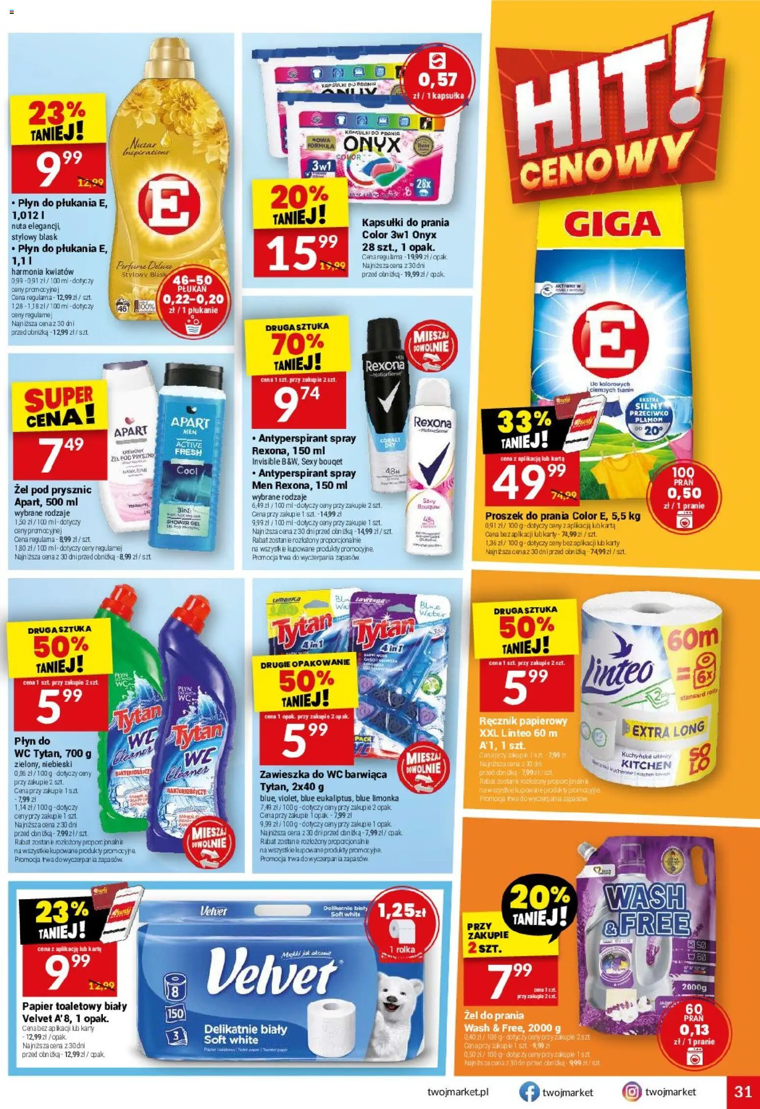 Twój Market gazetka od 13.05.2026 | Strona: 31 | Produkty: Karta, Papier toaletowy, Prysznic, Kapsułki do prania