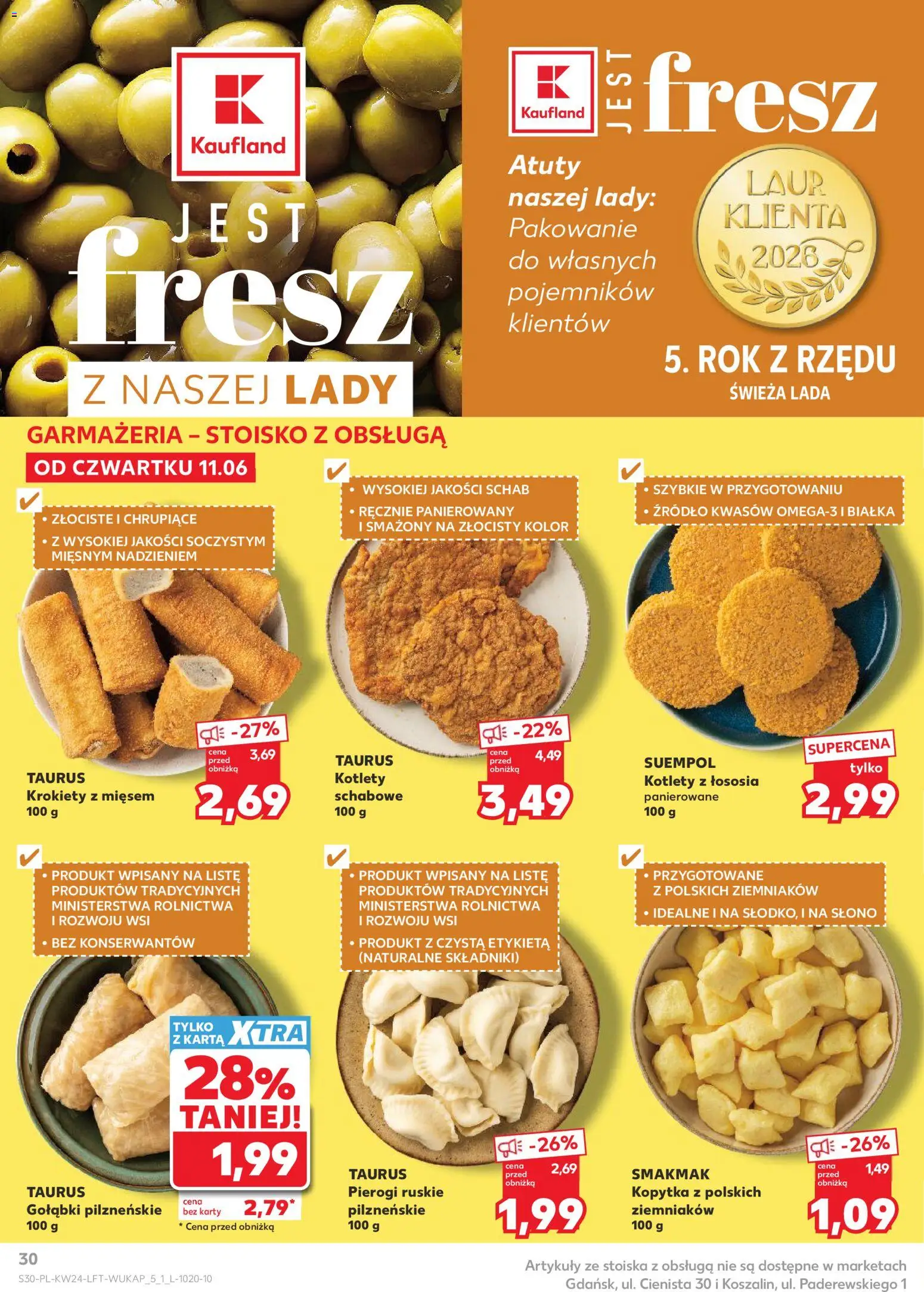 Kaufland gazetka od 11.06.2026 | Strona: 30 | Produkty: Schab, Pierogi, Krokiety, Kotlety