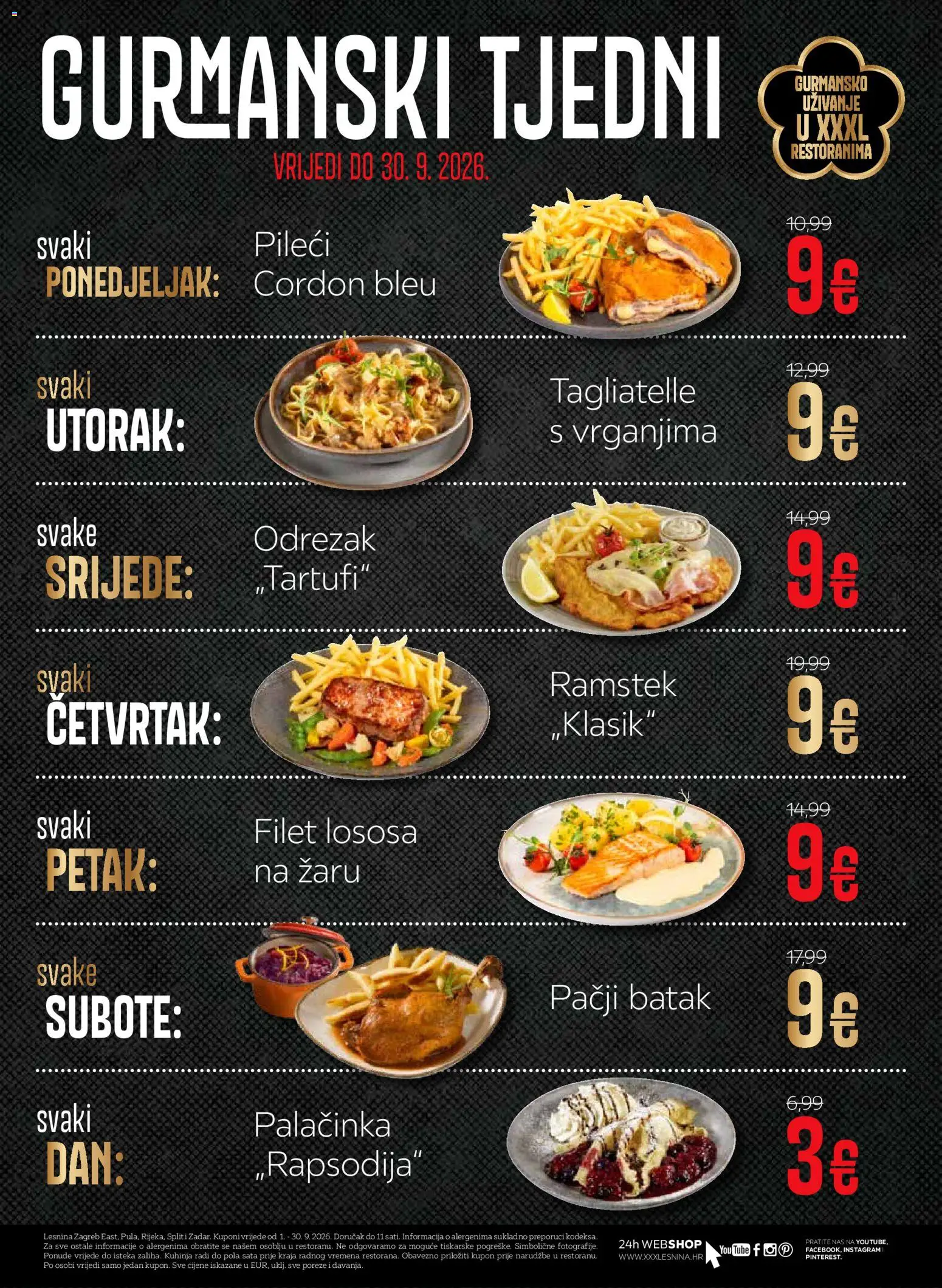 Lesnina katalog | vrijedi od 10.09.2026 | Stranica: 1 | Proizvodi: Tagliatelle, Odrezak, Ramstek, Filet lososa