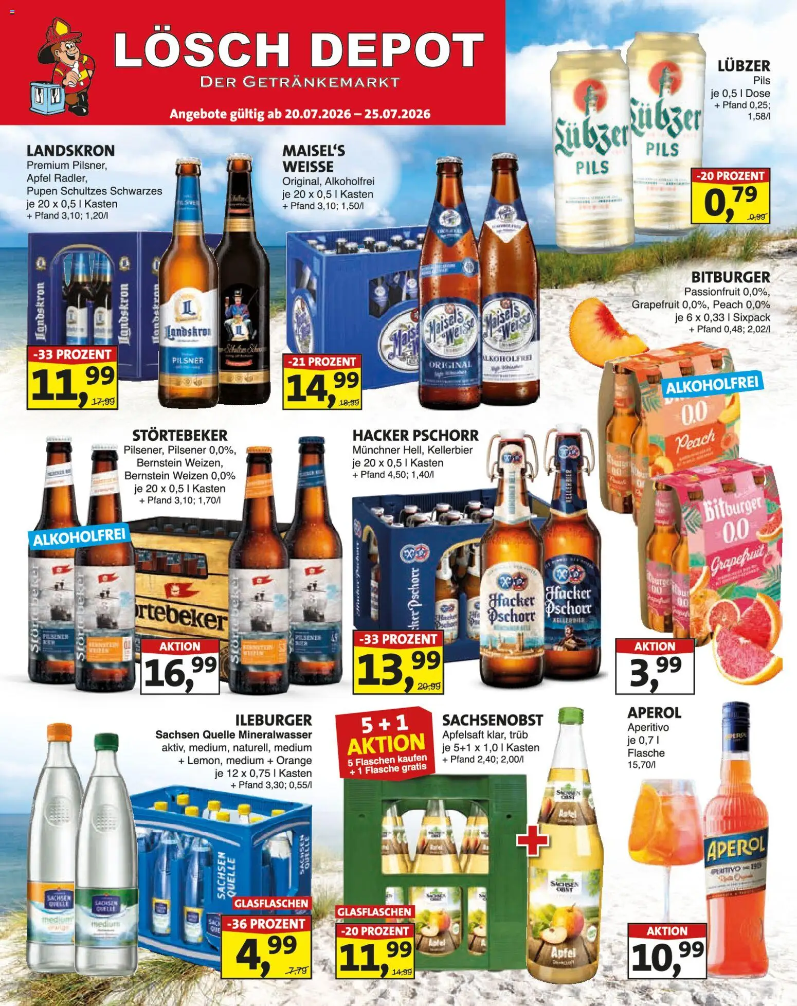 Lösch Depot Prospekt – gültig ab 20.07.2026 | Seite: 1 | Produkte: Pils, Äpfel, Aperol, Lubzer