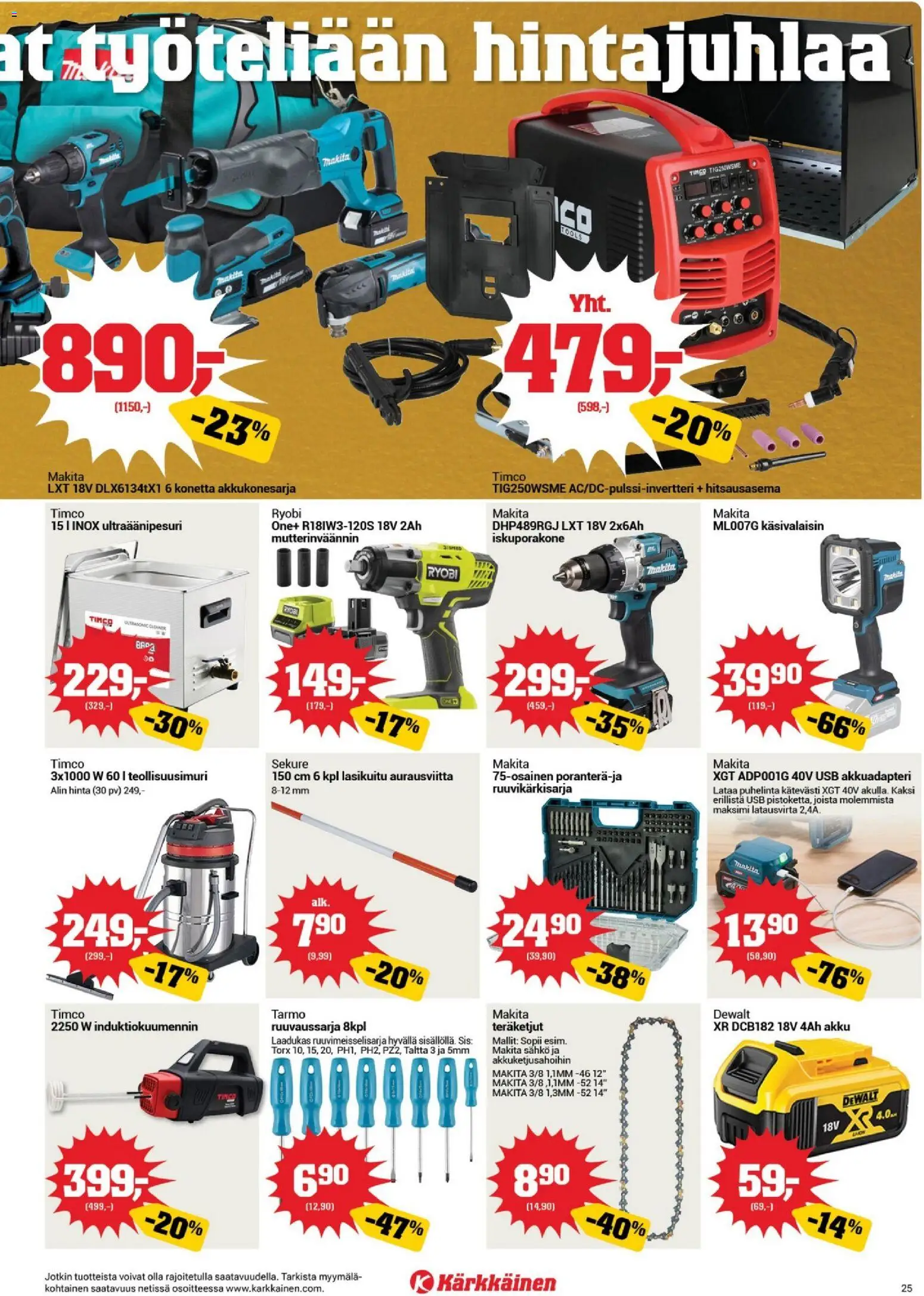 Kärkkäinen tarjoukset – voimassa 13/10/2026 alkaen | Sivu: 25 | Tuotteet: USB, Akku, Taltta