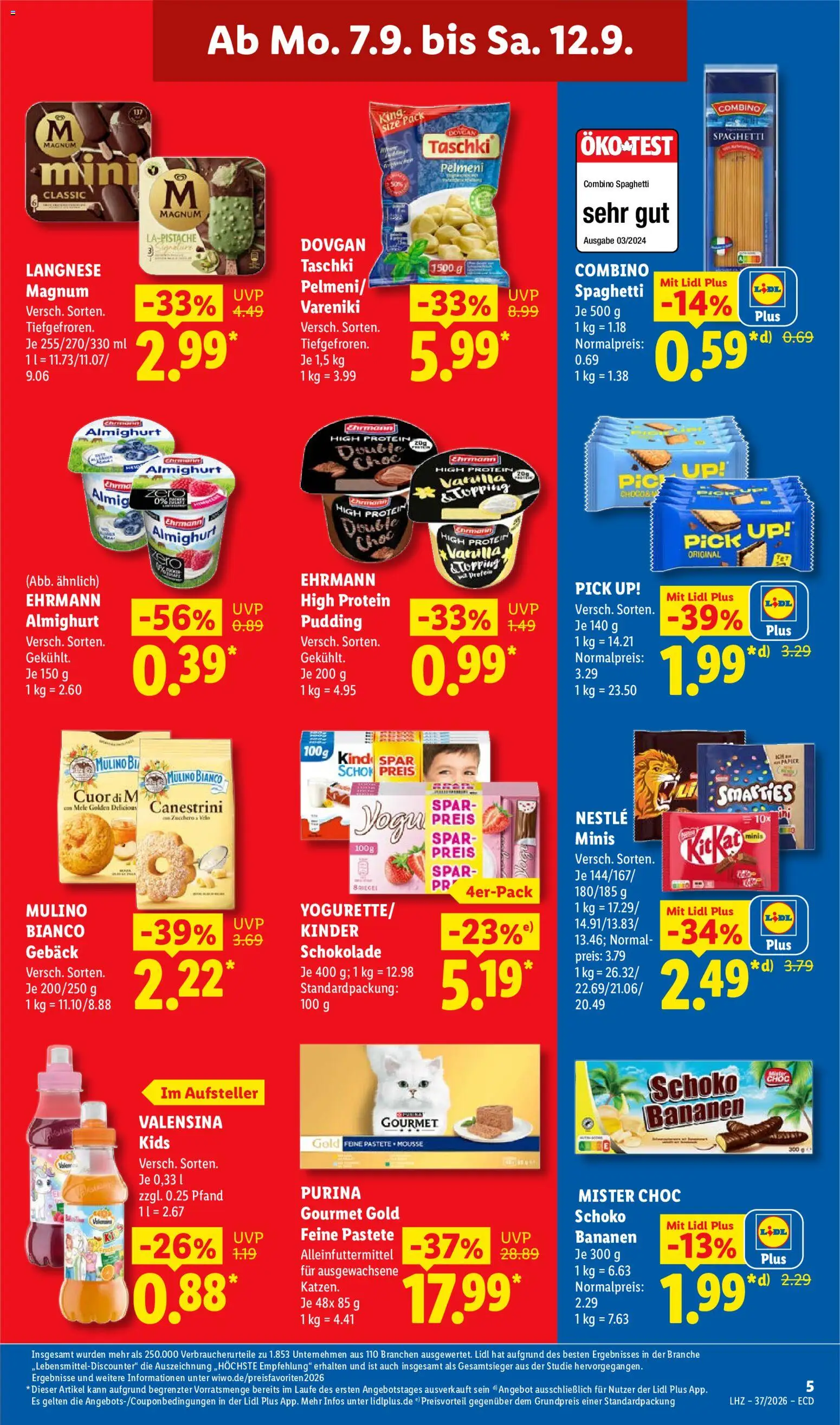 Lidl Německo leták od 07.09.2026 | Strana: 15 | Produkty: Test, Purina, Gourmet Gold, Combino