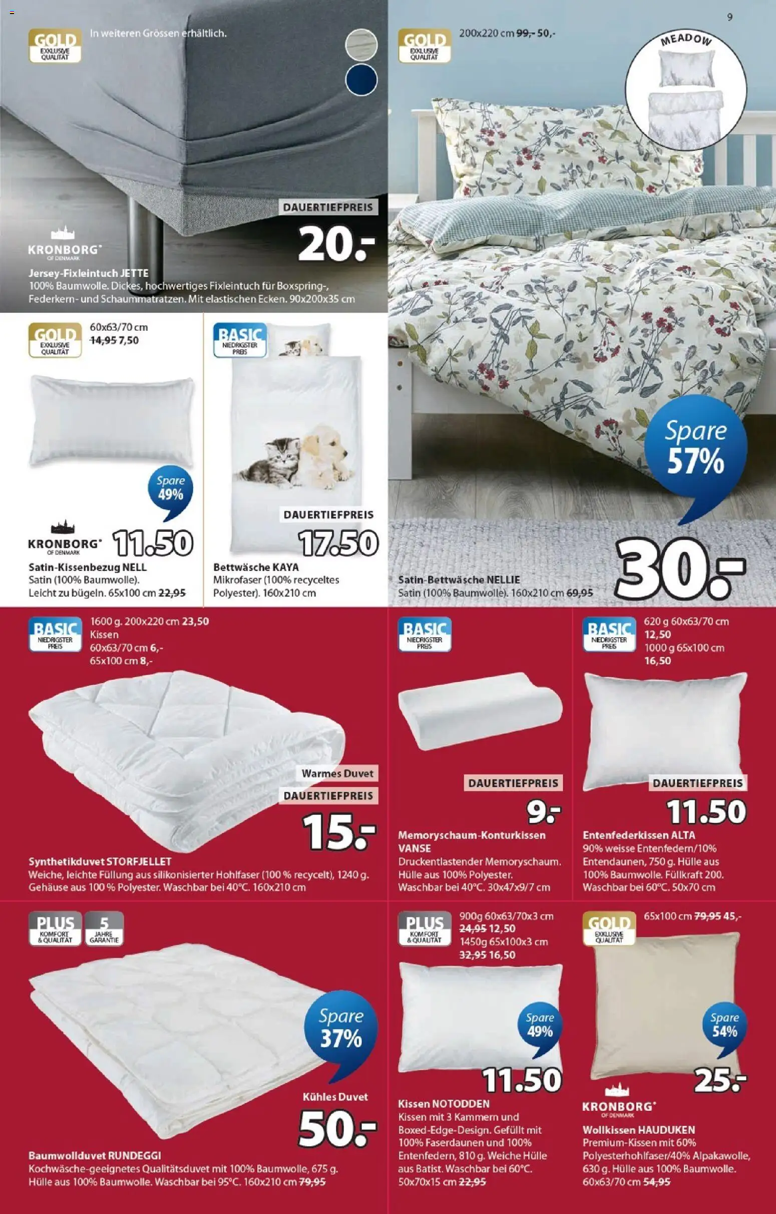 JYSK aktionen – gültig ab 23.06.2026 | Seite: 9 | Produkte: Kissen, Hülle, Bettwäsche