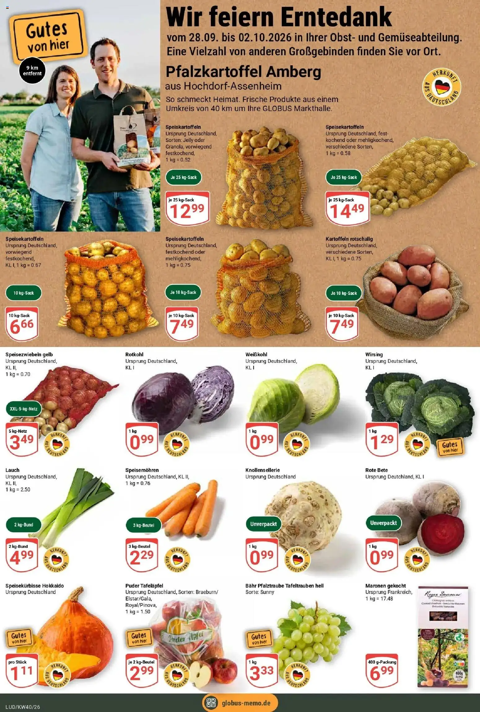 Globus Prospekt Ludwigshafen-Oggersheim (ab 28.09.2026) » Angebote online | Seite: 9 | Produkte: Puder, Kartoffeln, Obst, Lauch