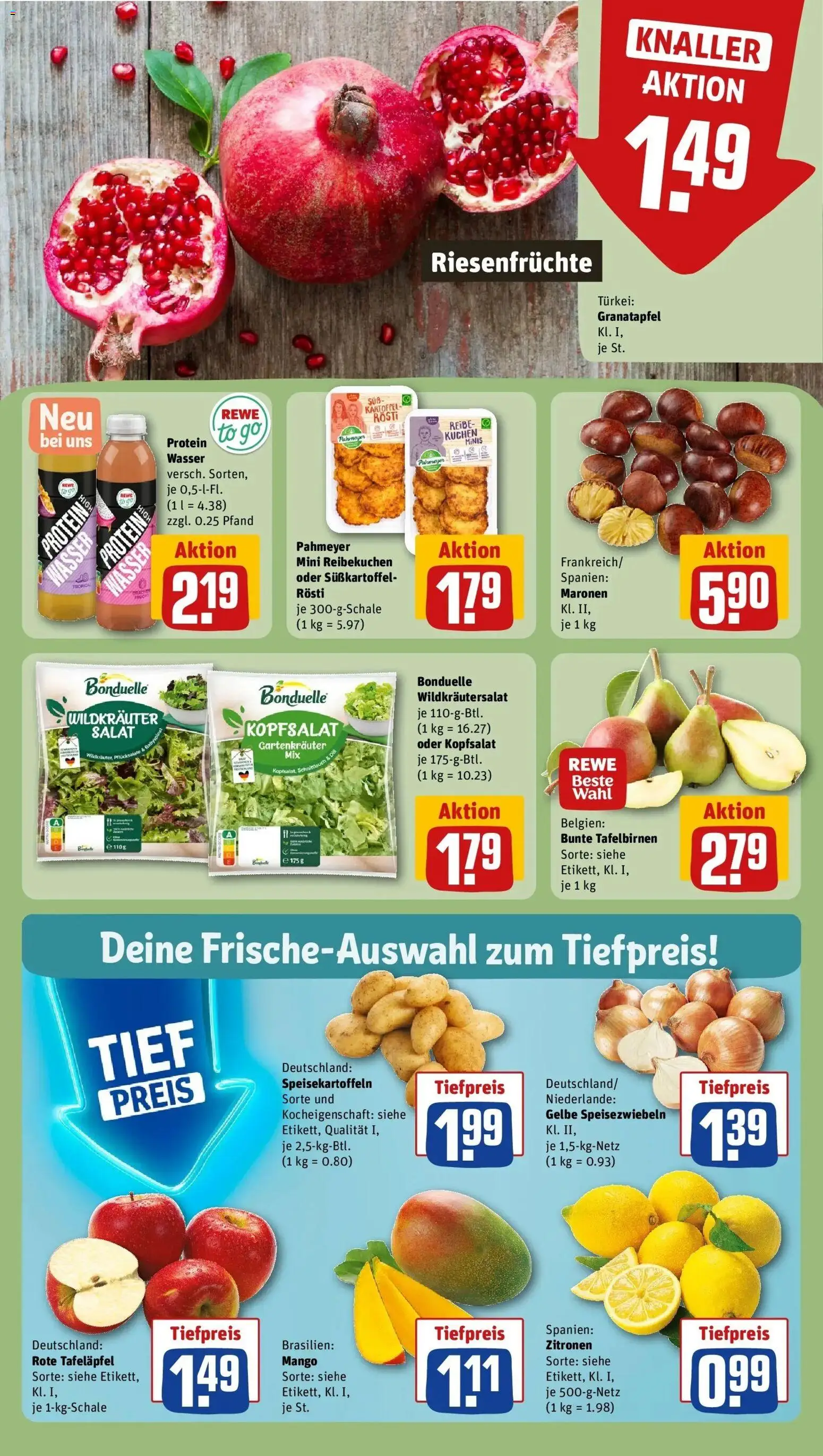 REWE Prospekt ab 19.10.2026 zum Blättern » Angebote | Seite: 10 | Produkte: Granatapfel, Wasser, Kuchen, Zitronen
