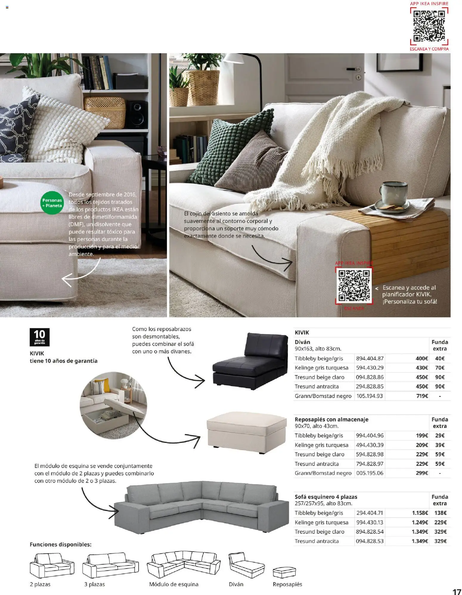 Catálogo IKEA Sofás │ válido desde el 07.05.2026 | Página: 17 | Productos: Funda, Almacenaje, Cojín, Sofá