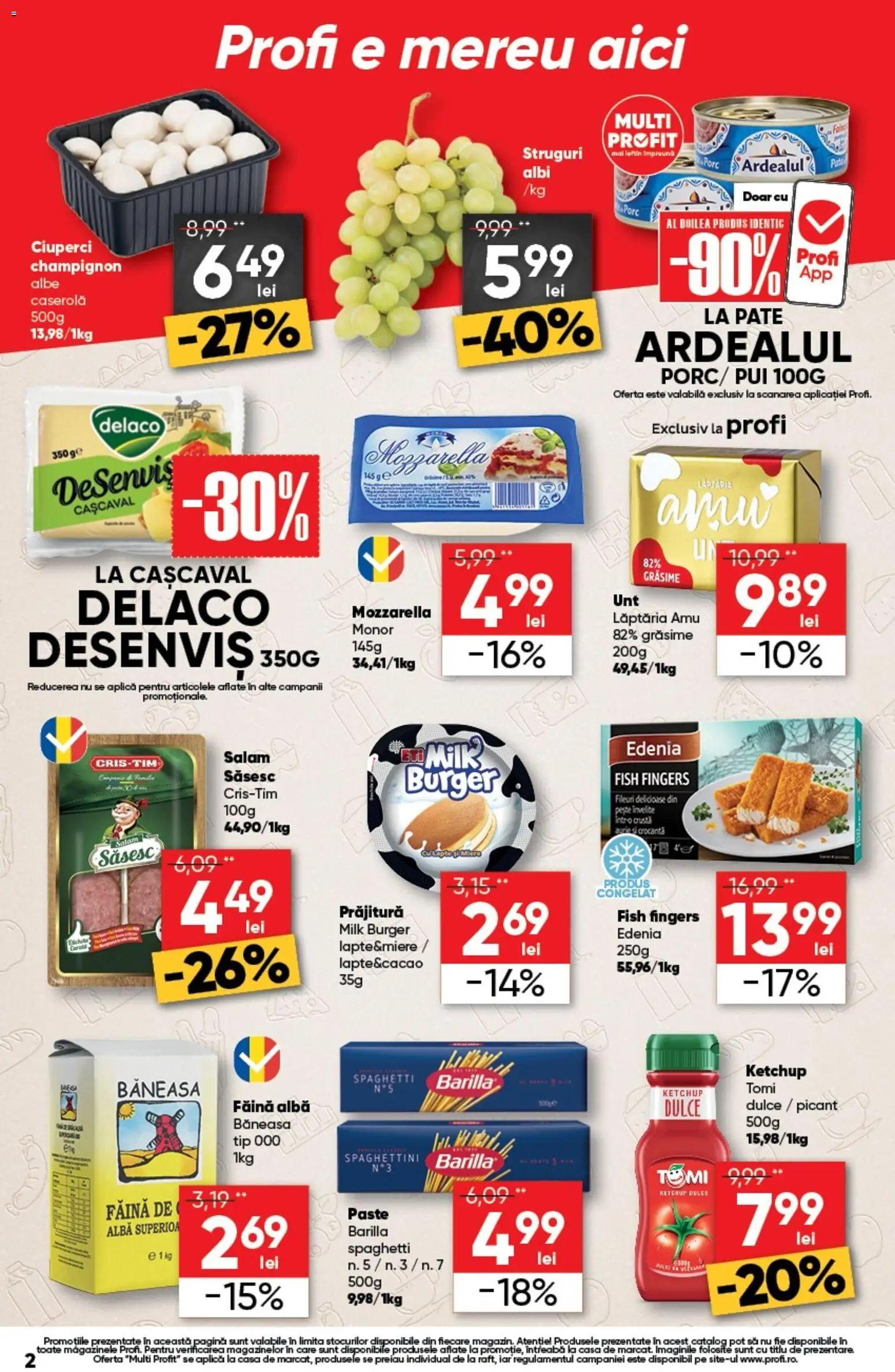 Noul catalog Profi – valabil de la 03.09.2026 | Pagină: 2 | Produse: Barilla, Prăjitură, Făină, Burger