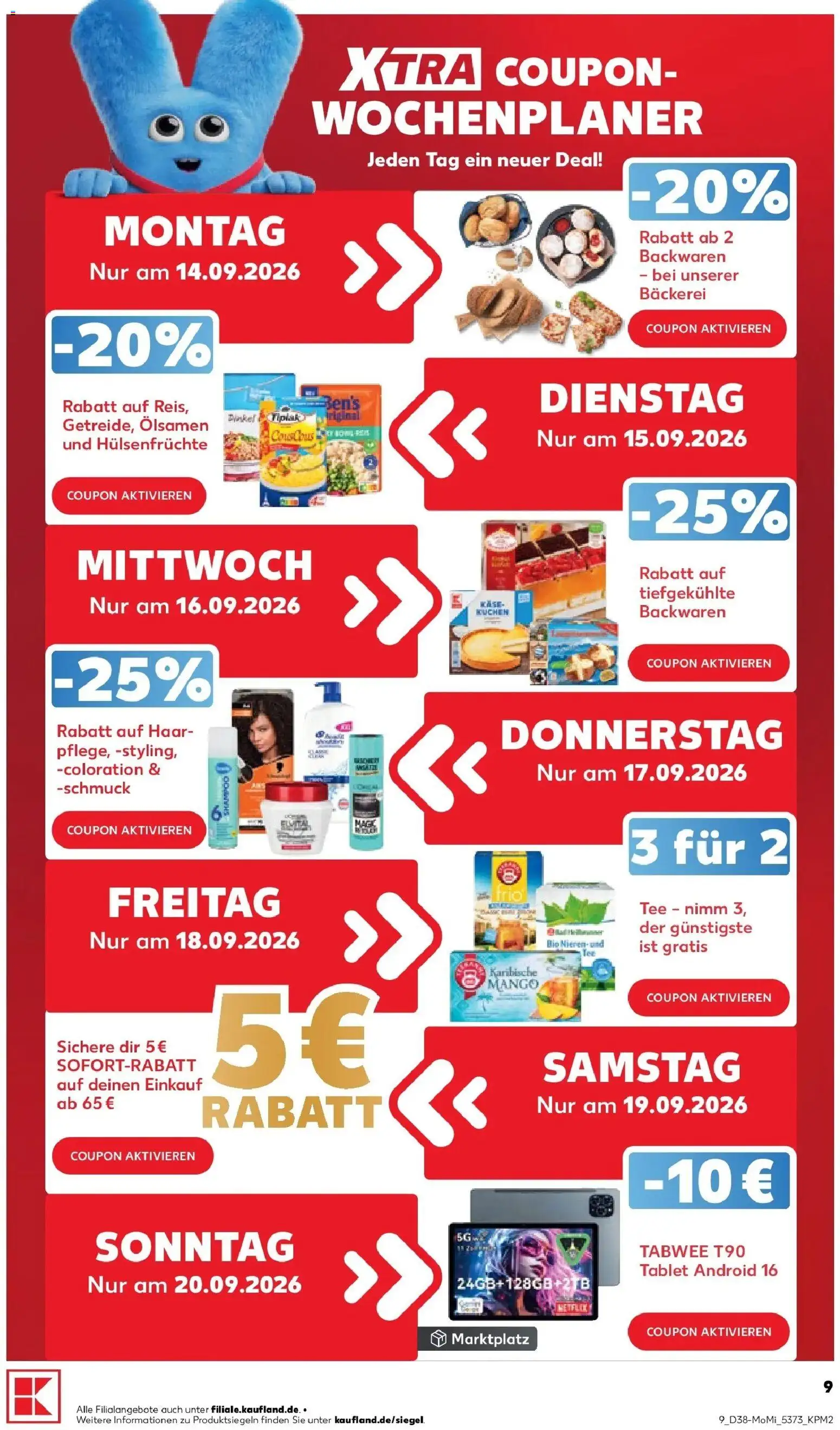 Prospekt Kaufland ab 14.09.2026 » Angebote Online zum Blättern | Seite: 9 | Produkte: Bäckerei, Mango, Tee, Kuchen