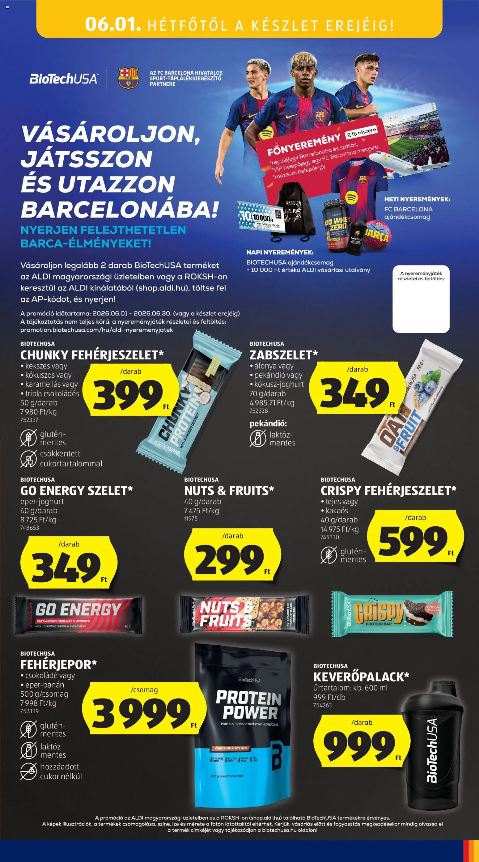 Aldi akciós ujság - amely érvényes a következő dátumtól: 28.05.2026 | Oldal: 43 | Termékek: Protein bar, Pekándió, Protein, Só