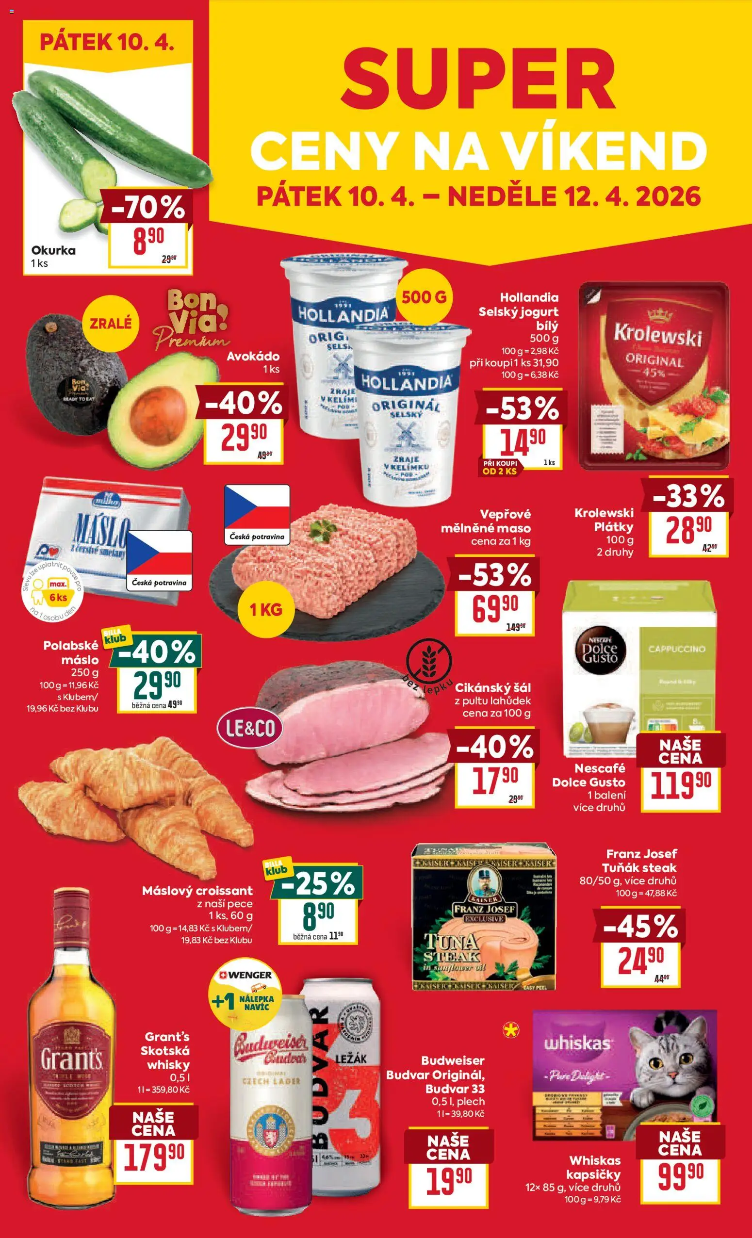 Billa Velký leták od 07.04.2026 | Strana: 29 | Produkty: Jogurt, Whiskas, Whisky, Avokádo