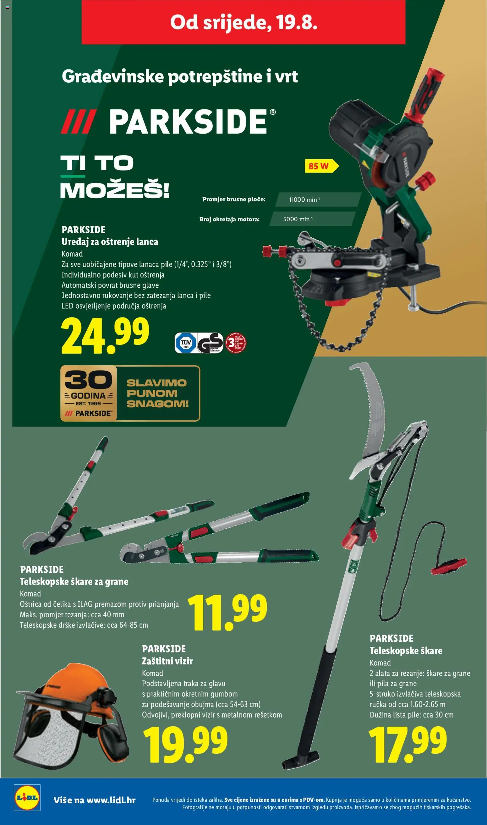 Lidl katalog | vrijedi od 17.08.2026 | Stranica: 38 | Proizvodi: Skare za grane, Škare, Pila, Teleskopske škare
