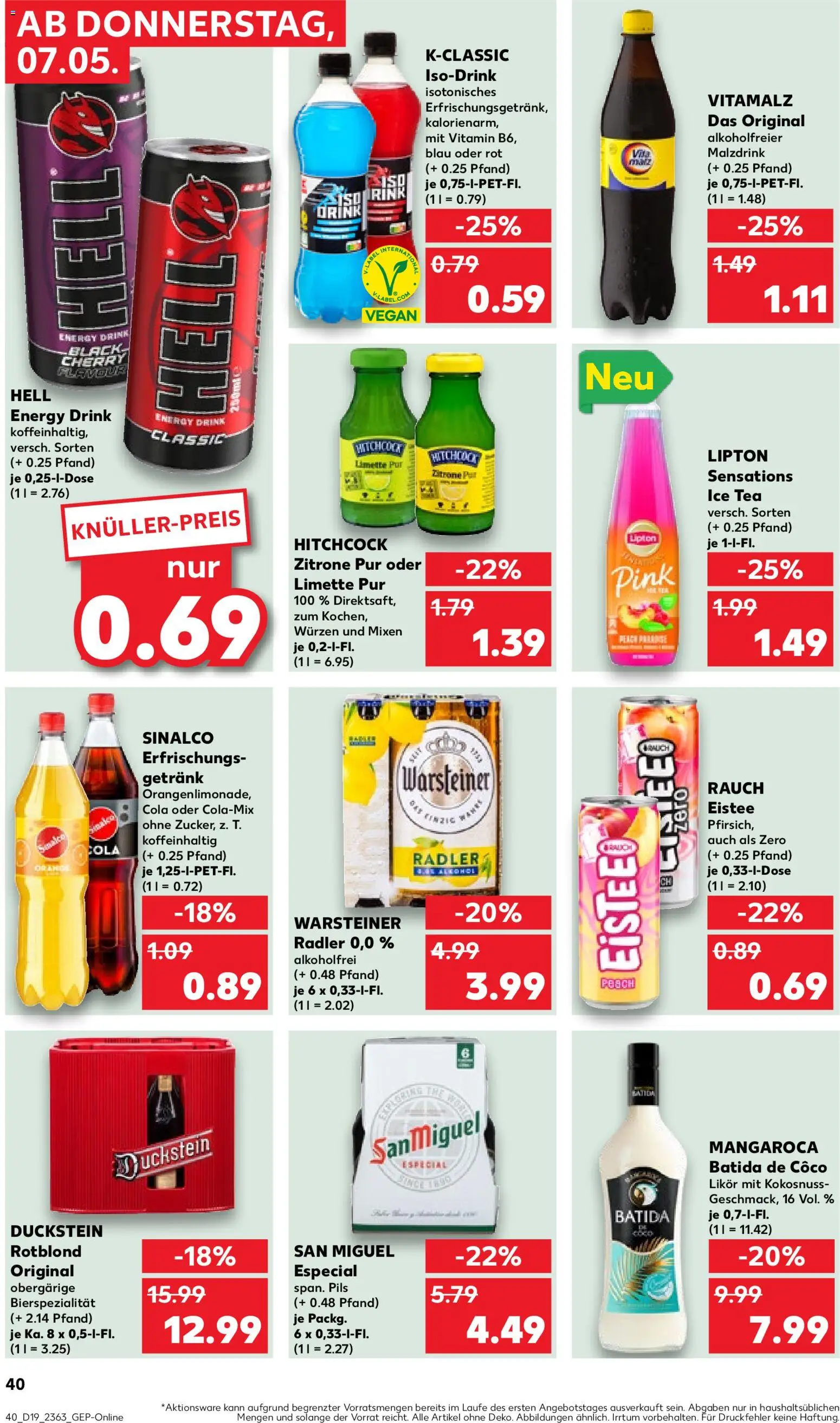 Kaufland Prospekt Bremen	 – gültig ab 07.05.2026 | Seite: 40 | Produkte: Sinalco, Radler, Zitrone, Limette