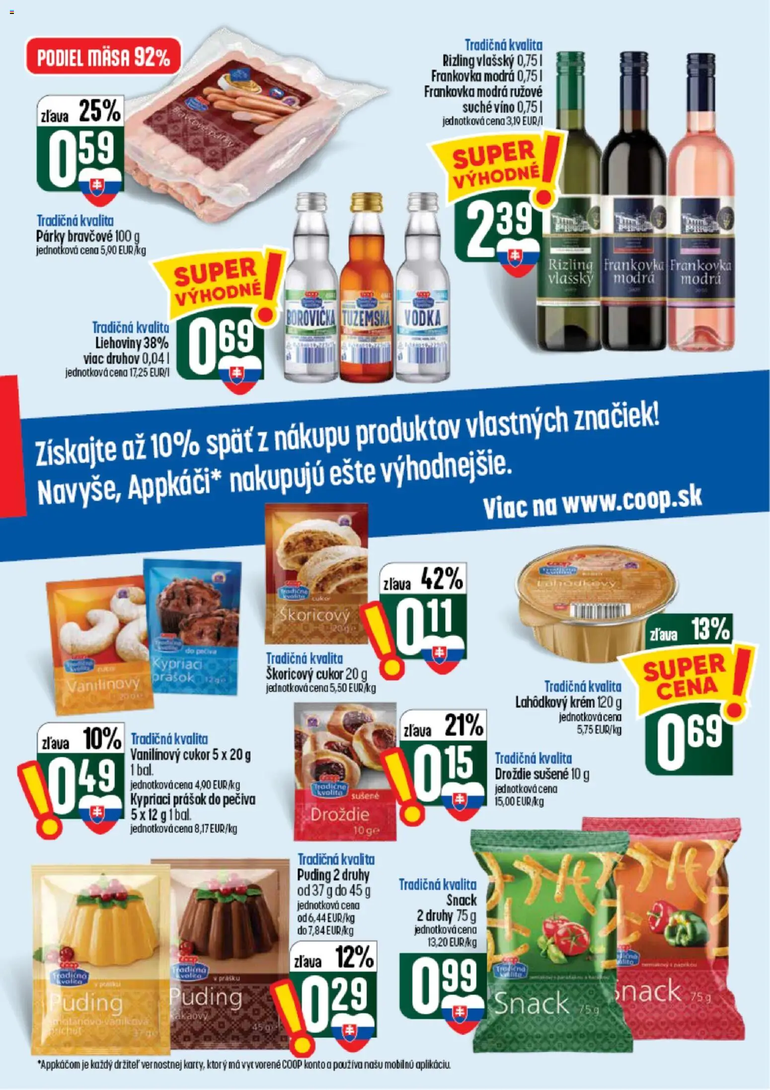 Nové COOP Jednota akcie – leták je platný od 10.09.2026 | Strana: 9 | Produkty: Víno, Borovička, Krém, Droždie