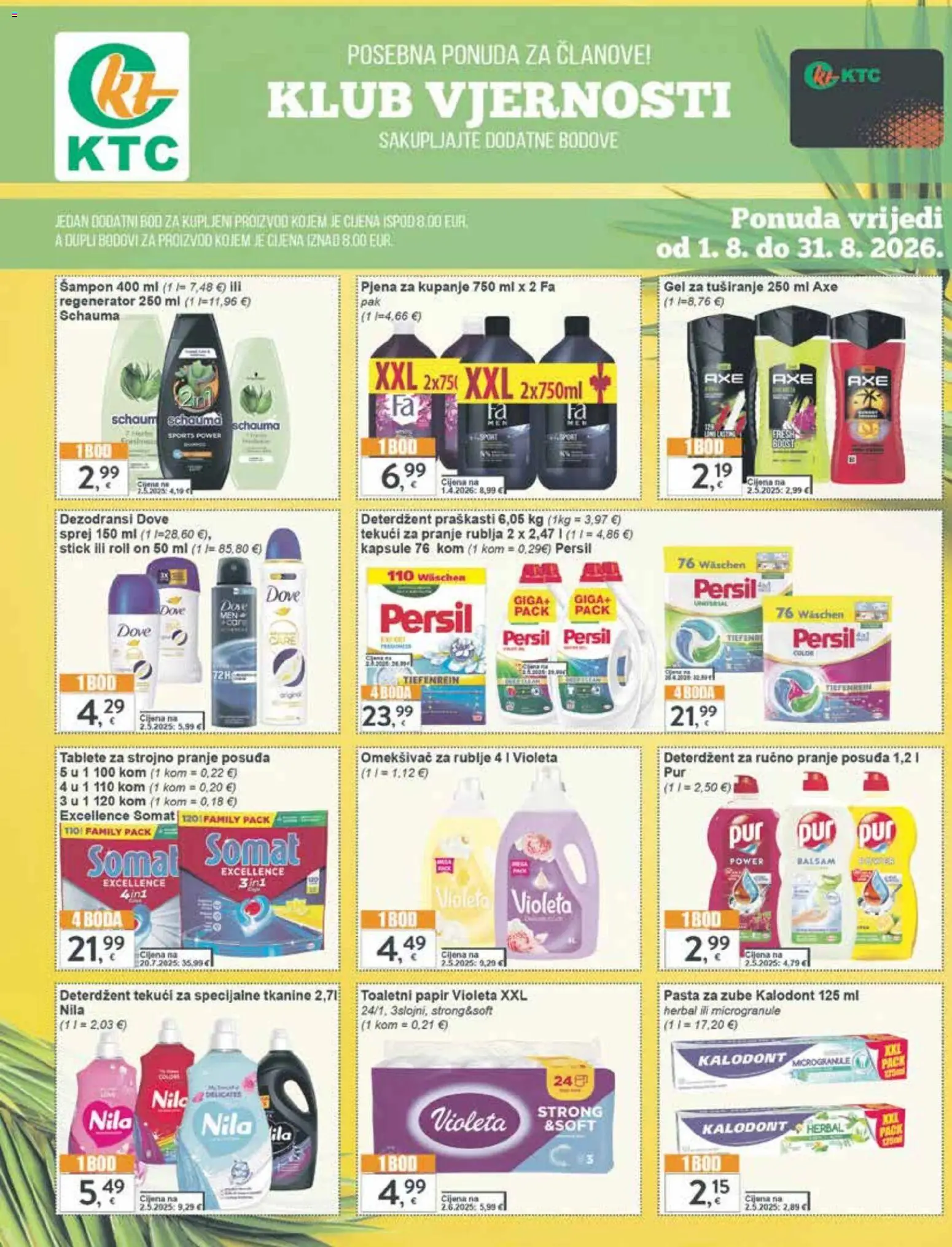 KTC katalog | vrijedi od 19.08.2026 | Stranica: 25 | Proizvodi: Šampon, Gel za tuširanje, Toaletni papir, Somat