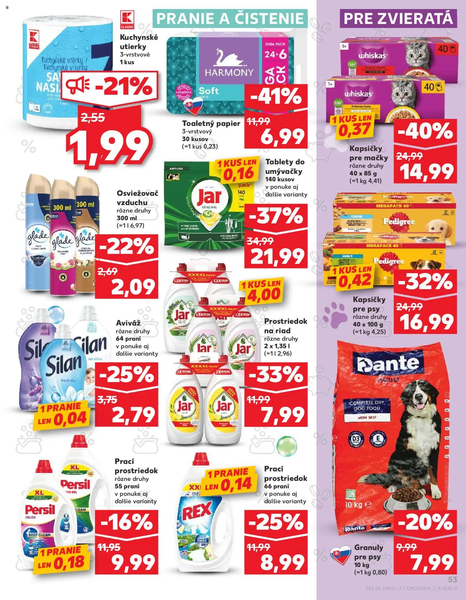 Nové Kaufland akcie – leták je platný od 23.04.2026 | Strana: 53 | Produkty: Osviežovač vzduchu, Silan, Toaletný papier, Aviváž