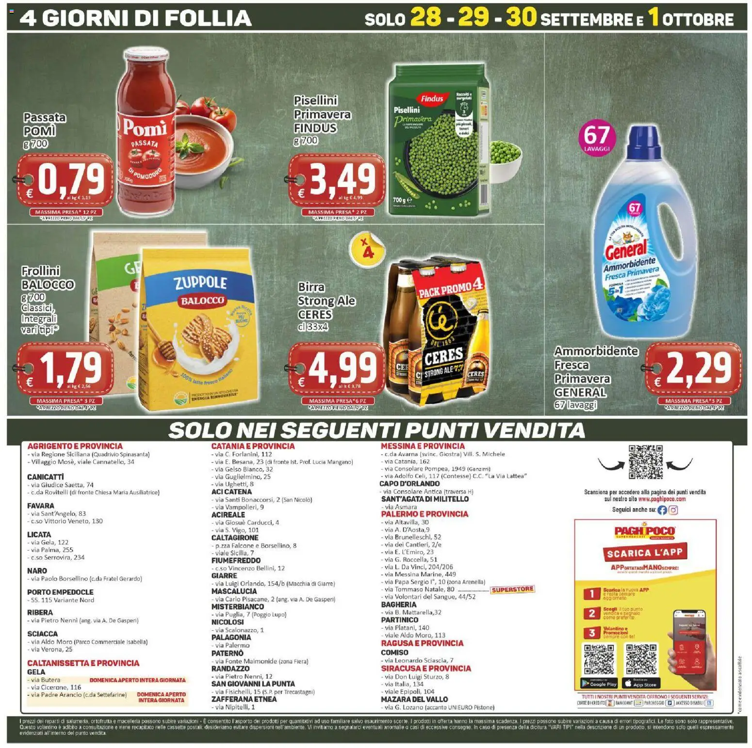 Volantino Paghi Poco del 22/09/2026 | Pagina: 20 | Prodotti: Birra, Ammorbidente, Ceres, Frollini