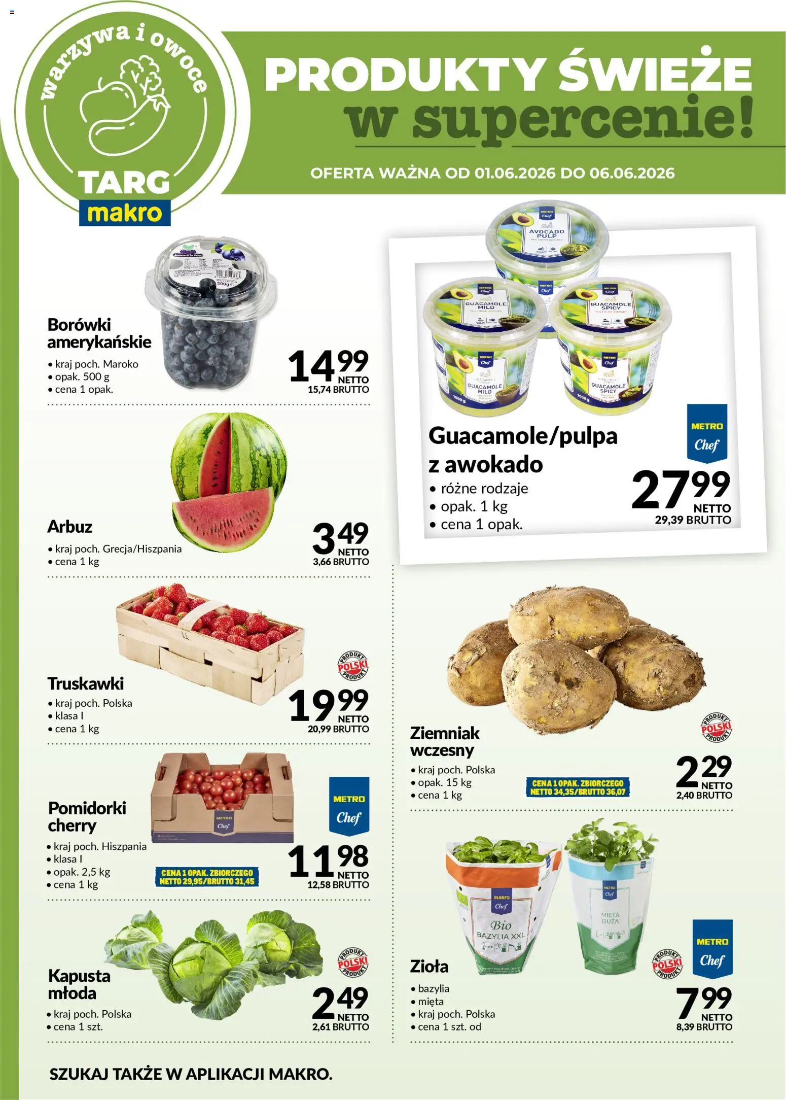 Makro gazetka - Produkty świeże w supercenie od 01.06.2026 | Strona: 5 | Produkty: Kapusta, Arbuz, Mięta, Truskawki