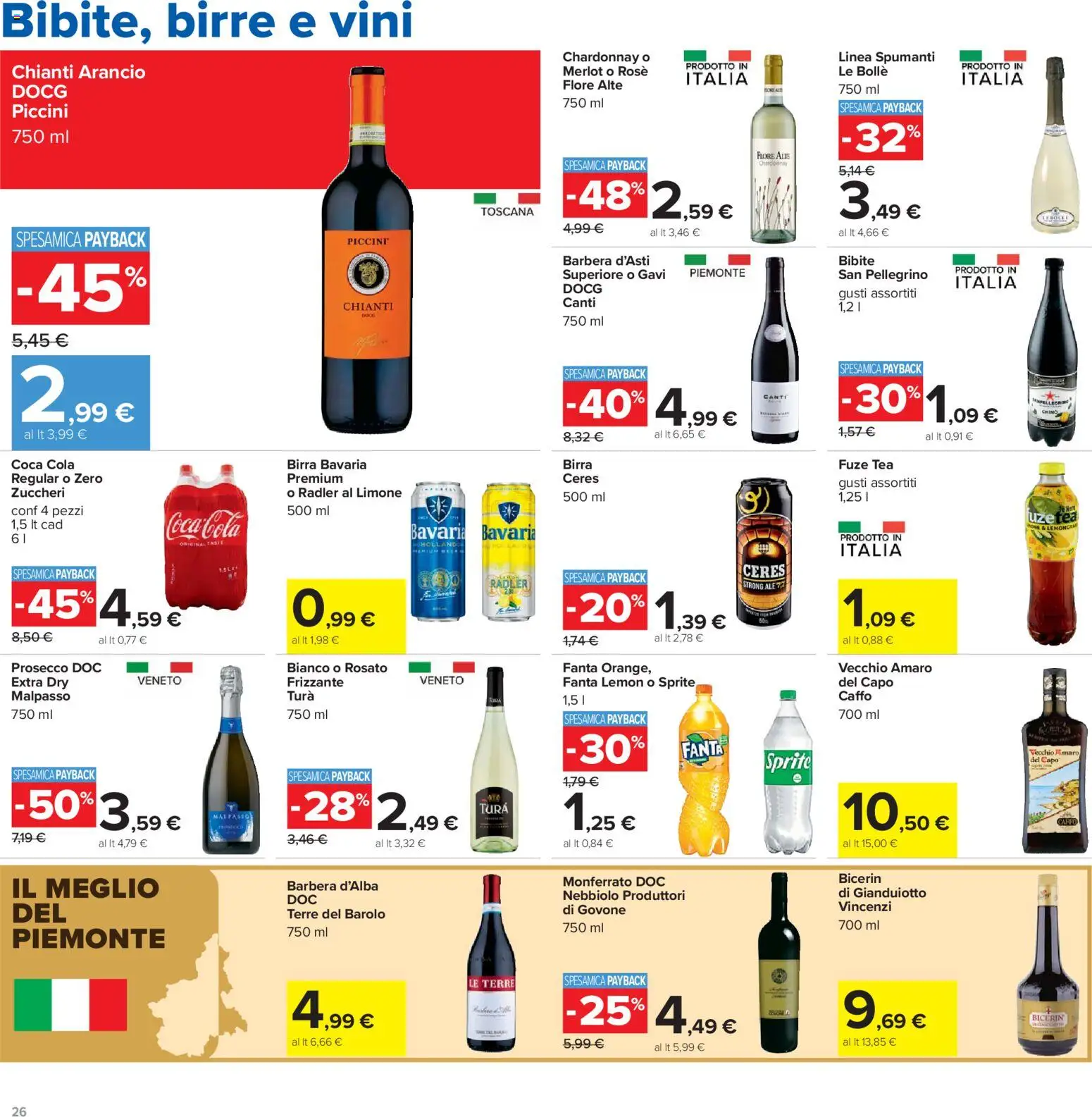 Volantino Carrefour del 19.05.2026 | Pagina: 26 | Prodotti: Bibite, Fanta, Amaro, Coca Cola