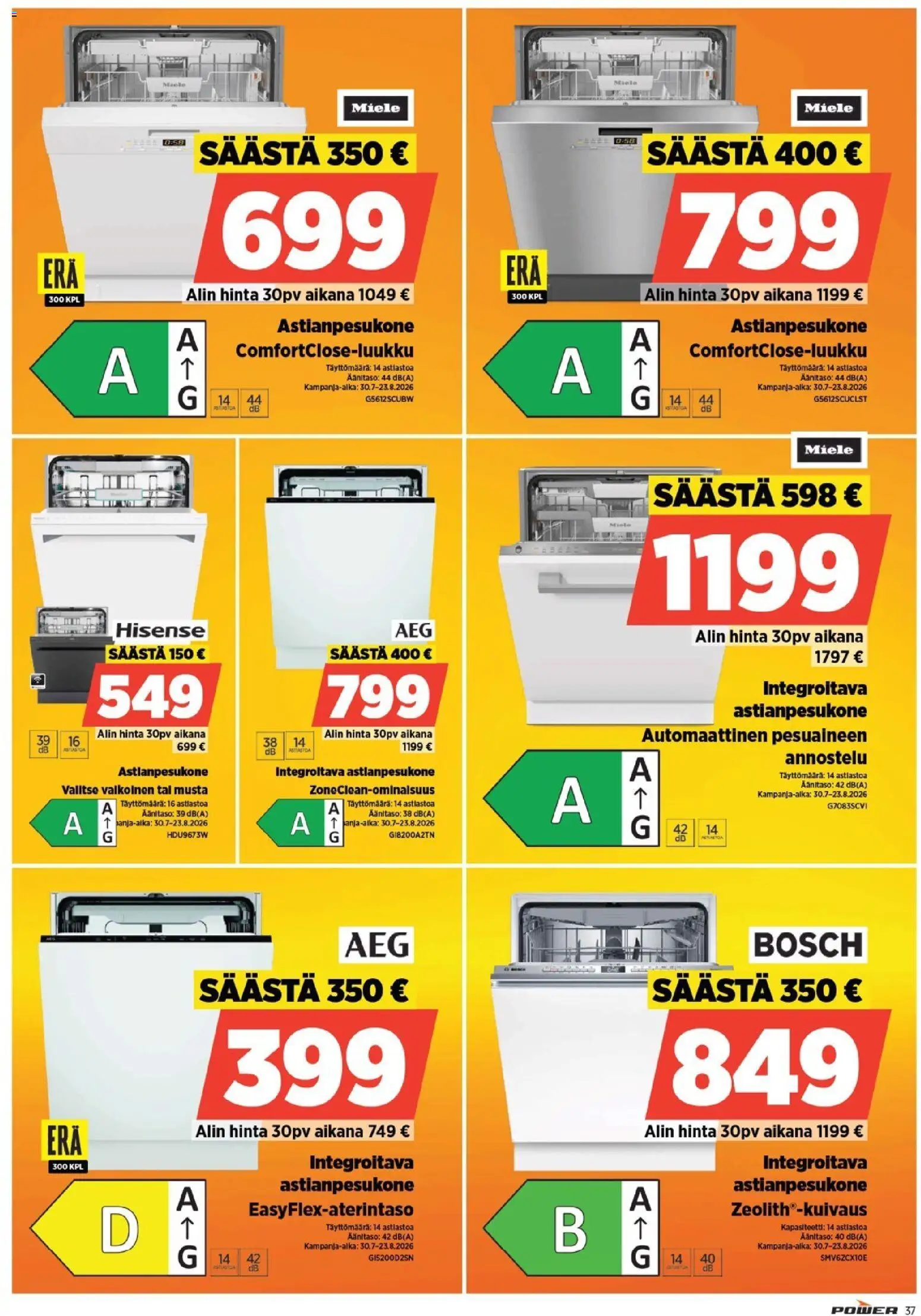 Power tarjoukset – voimassa 10/08/2026 alkaen | Sivu: 37 | Tuotteet: Astianpesukone