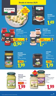 Vista previa TIGULLIO Salsas, 2 variedades: alcachofas y nueces o queso Cacio y pimienta. 185 g válido desde el 21/09/2026 | Página: 43