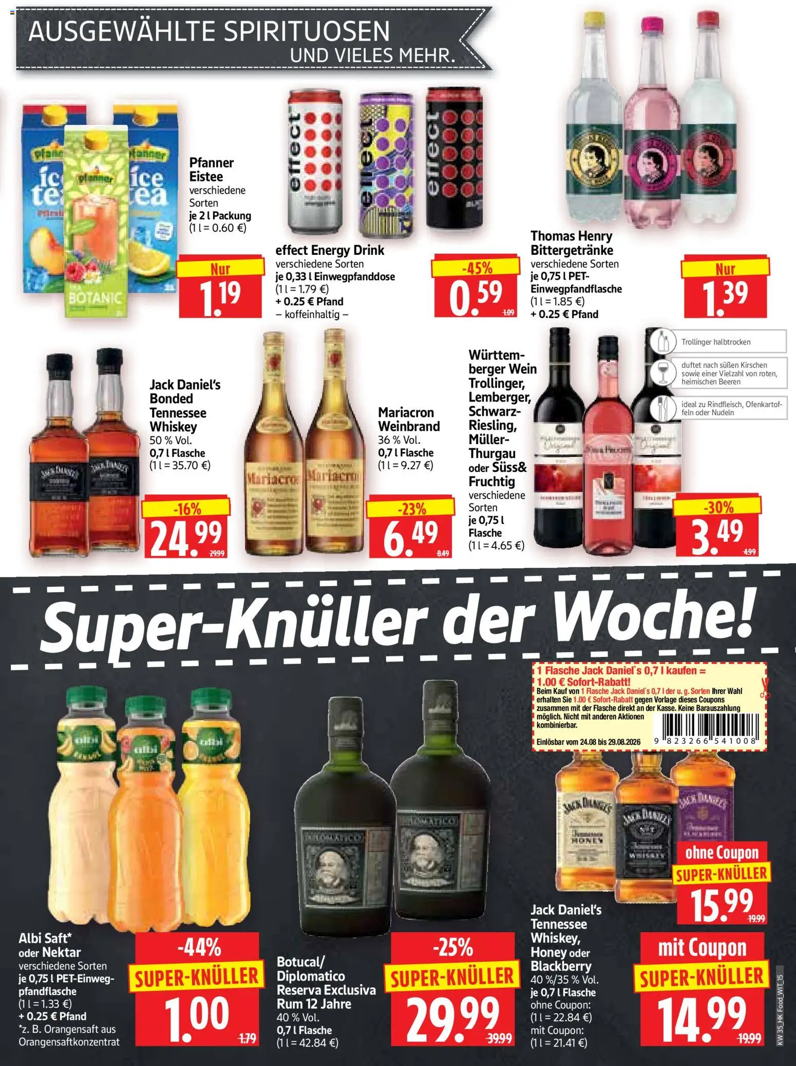 HERKULES Prospekt – gültig ab 24.08.2026 | Seite: 15 | Produkte: Mariacron, Saft, Wein, Nudeln