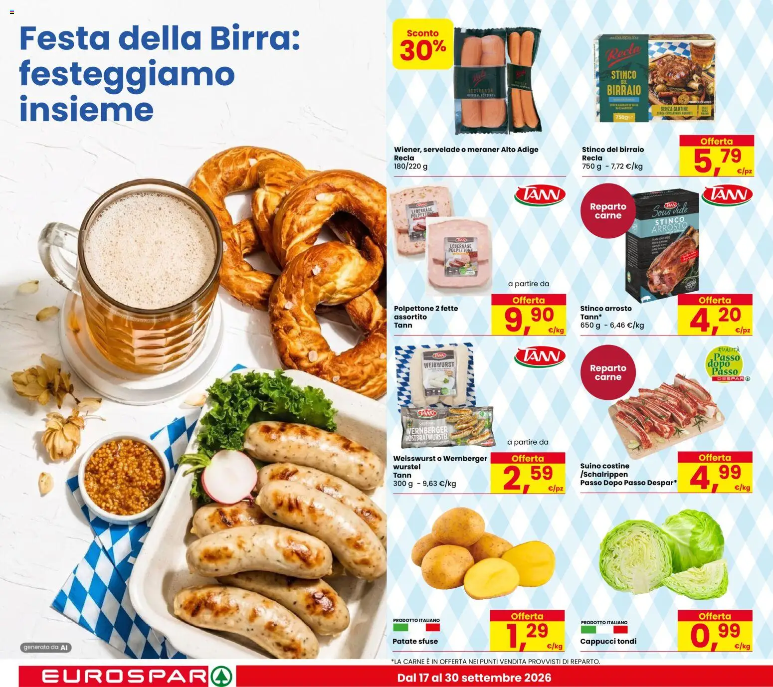 Volantino Eurospar del 17/09/2026 | Pagina: 10 | Prodotti: Birra, Suino, Wurstel, Carne